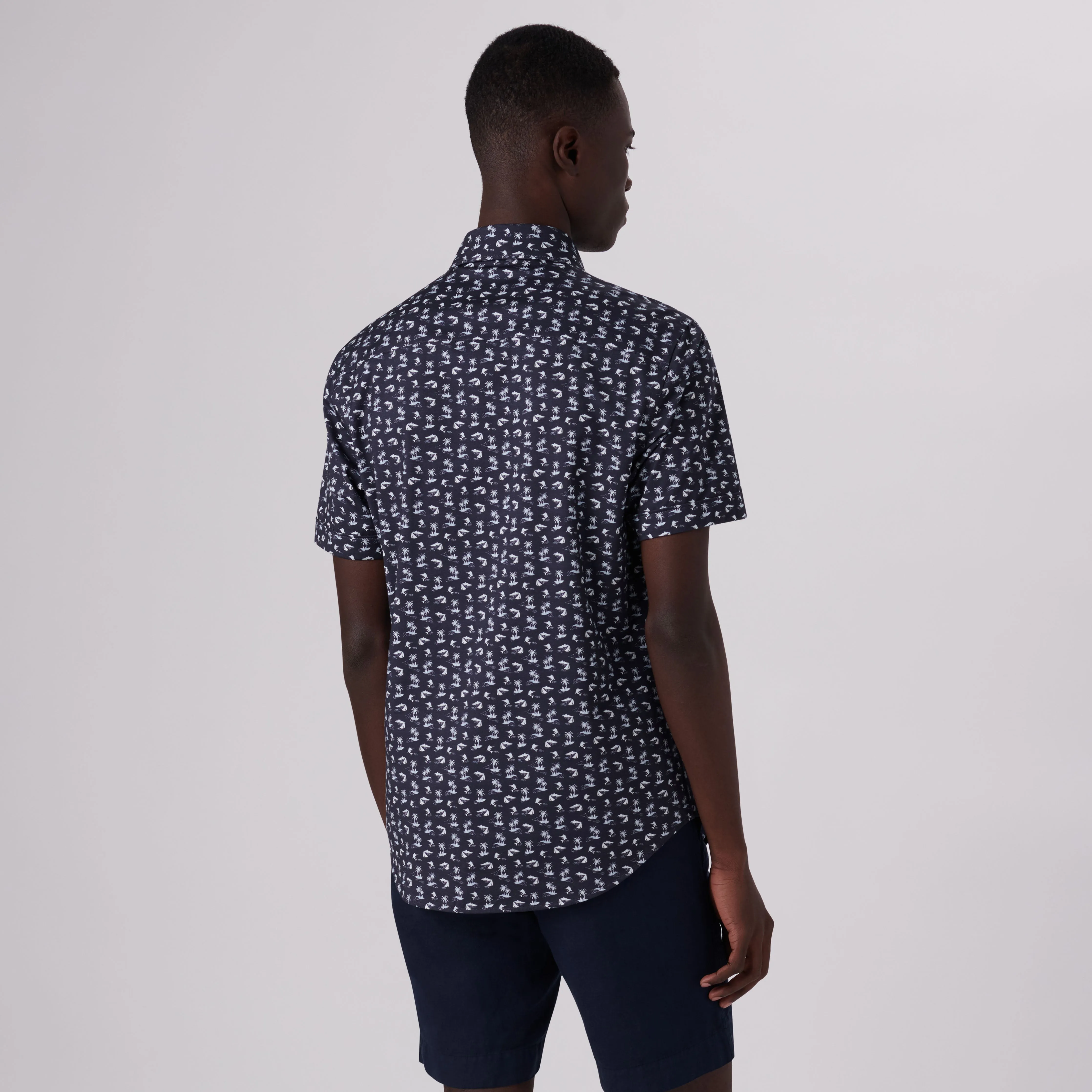 Miles Tropical Print OoohCotton Short Sleeve Shirt sold by Bugatchi product image thumbnail 4