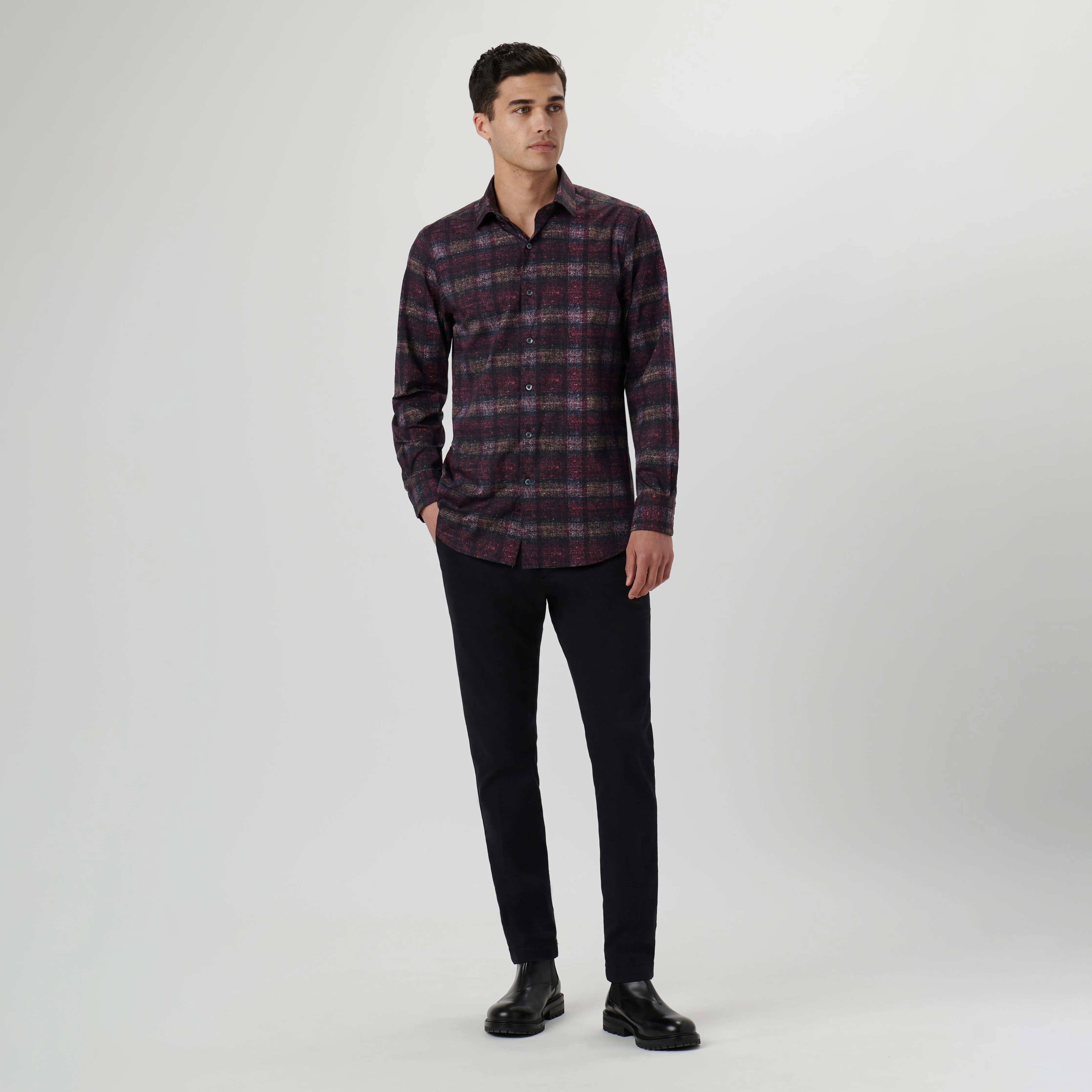 Julian Distressed Check Shirt sold by Bugatchi product image thumbnail 5