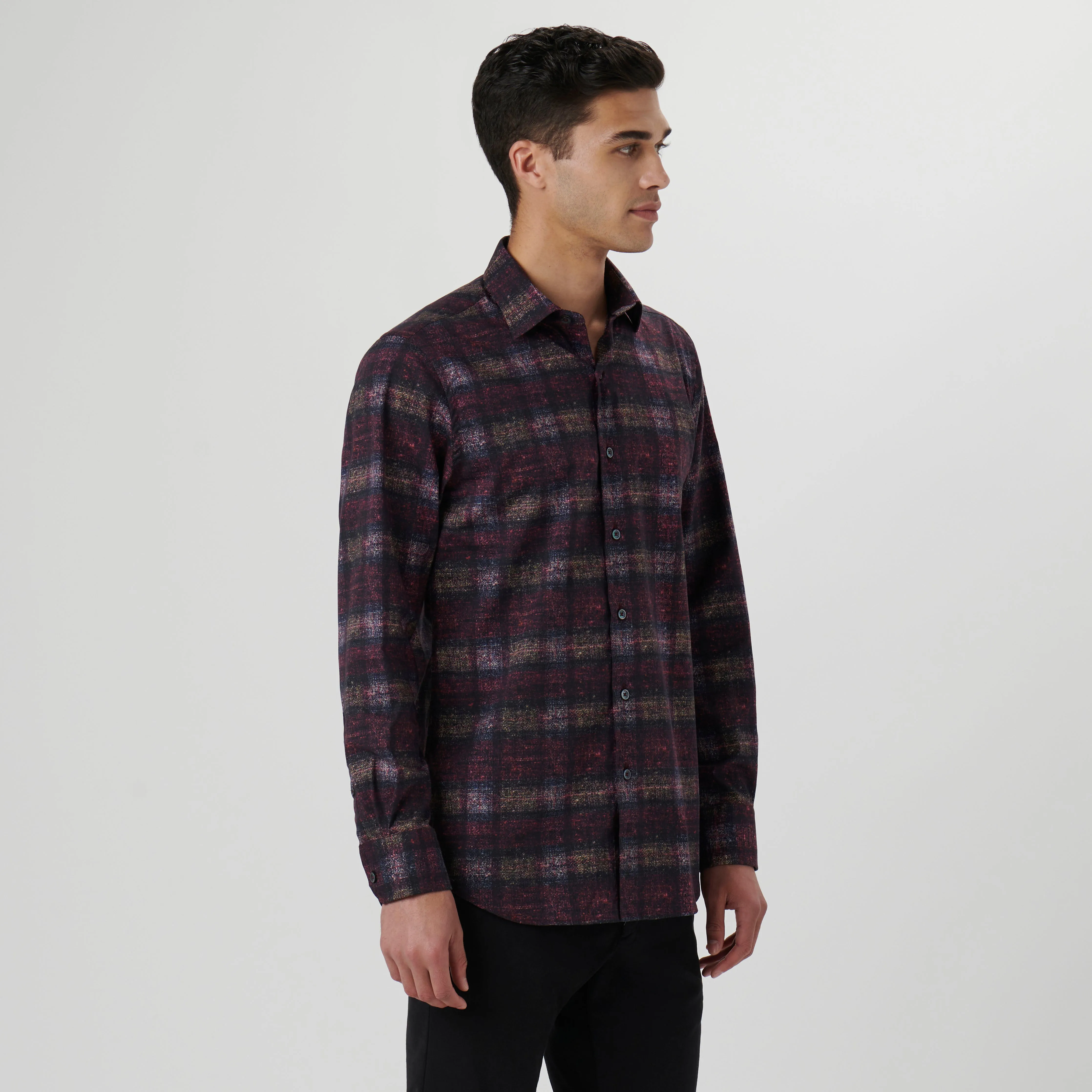 Julian Distressed Check Shirt sold by Bugatchi product image thumbnail 3