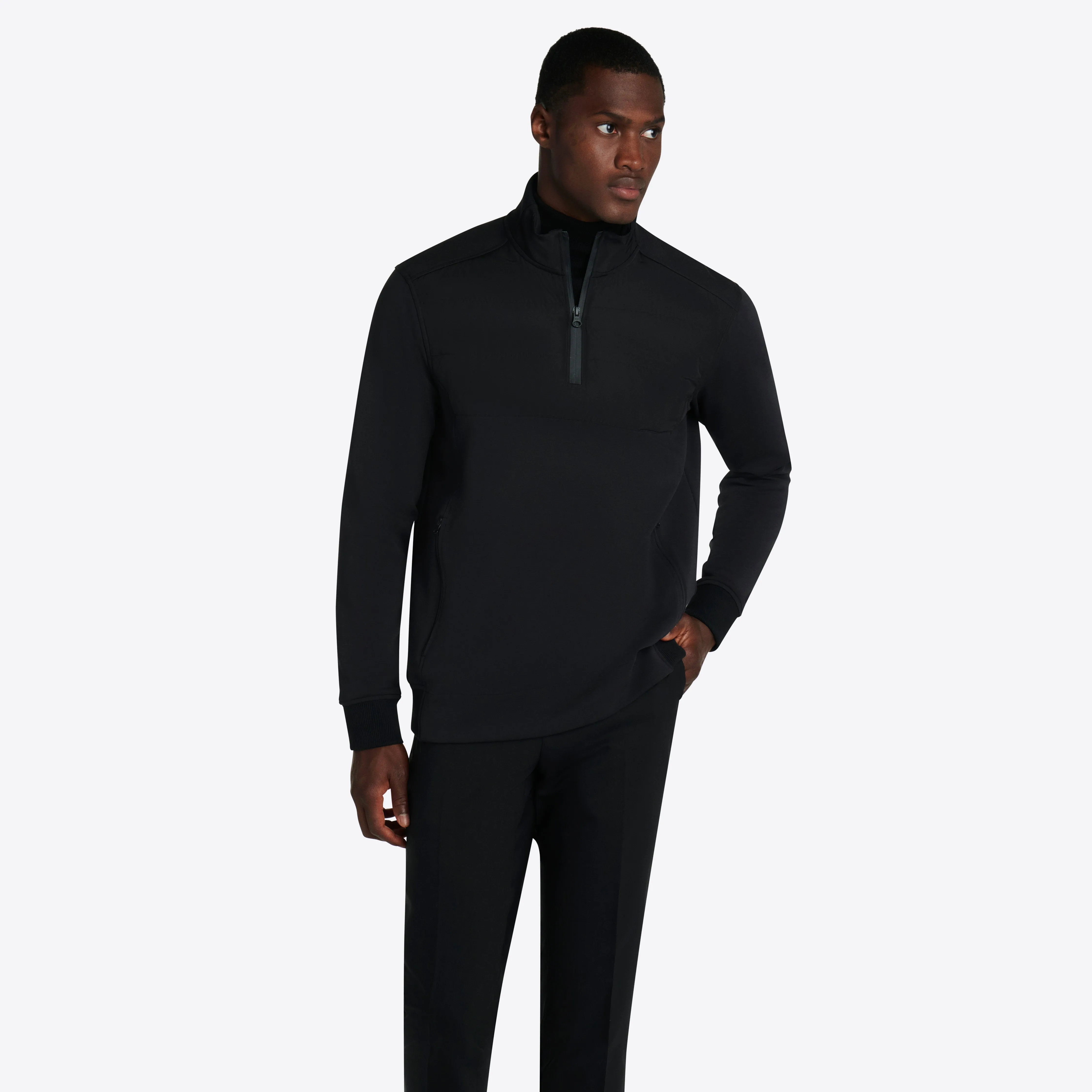 Solid Quarter Zip Mock Neck Pullover sold by Bugatchi product image thumbnail 3