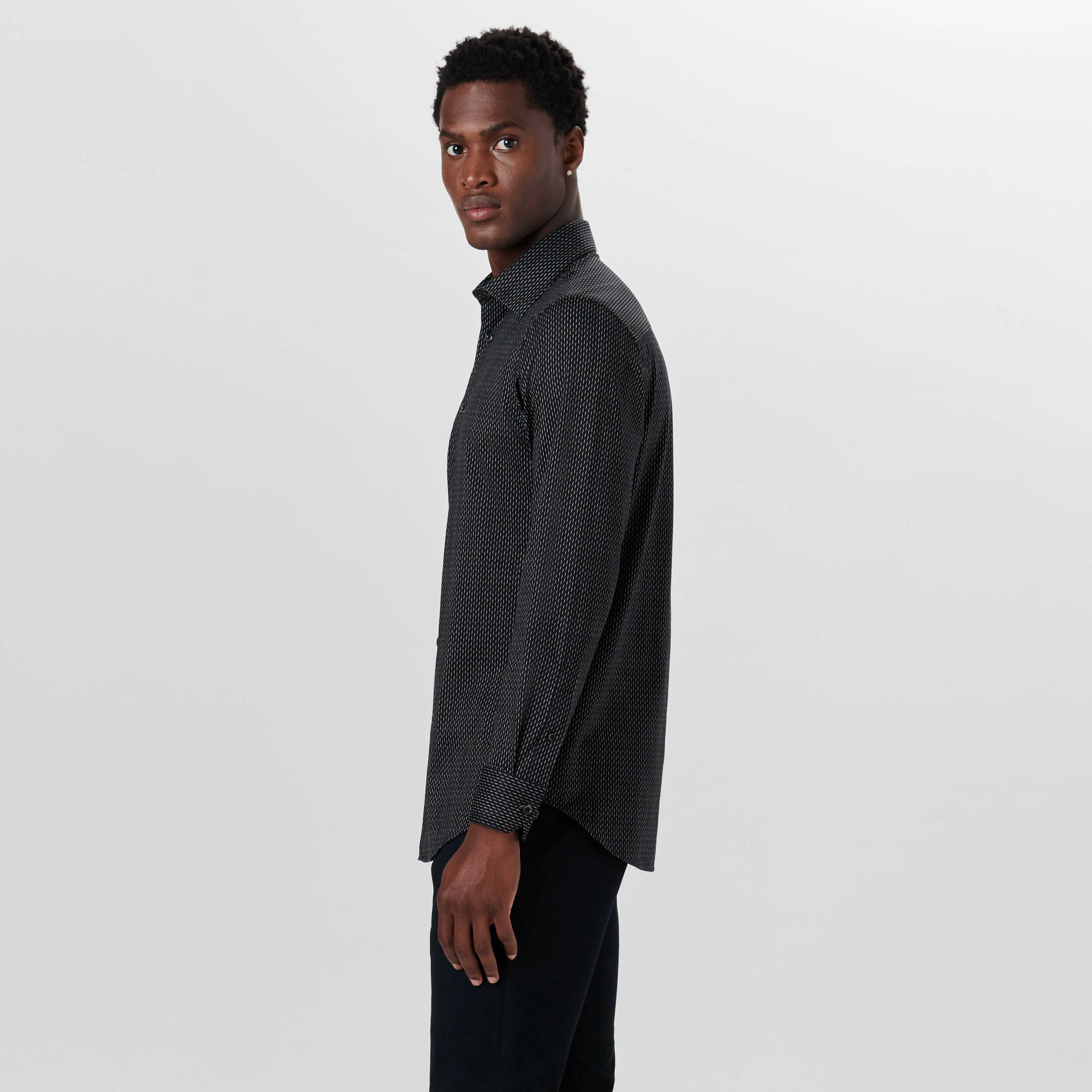 JAMES Chalk Stripe OoohCotton Shirt sold by Bugatchi product image thumbnail 3