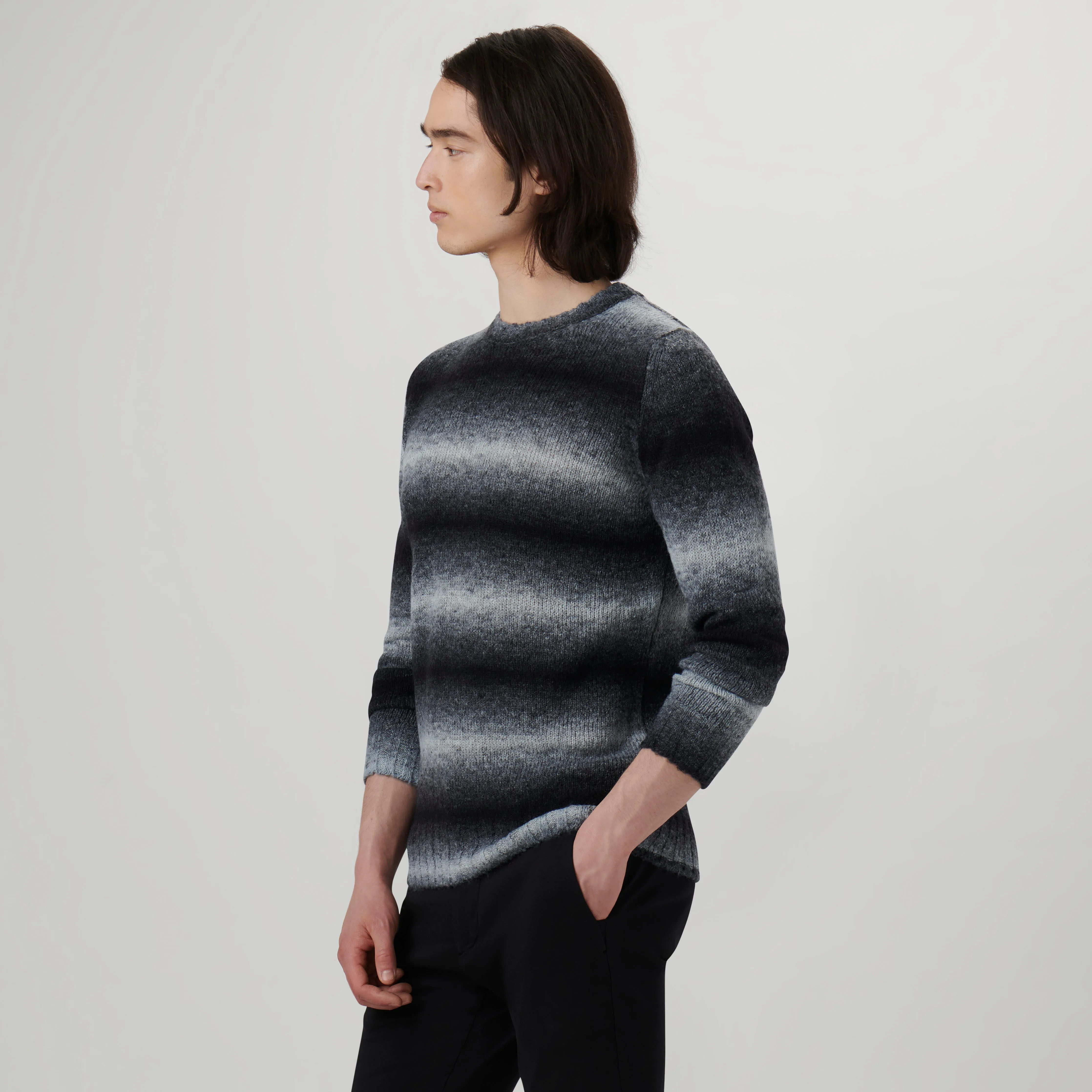 Gradient Striped Crew Neck Sweater sold by Bugatchi product image thumbnail 3