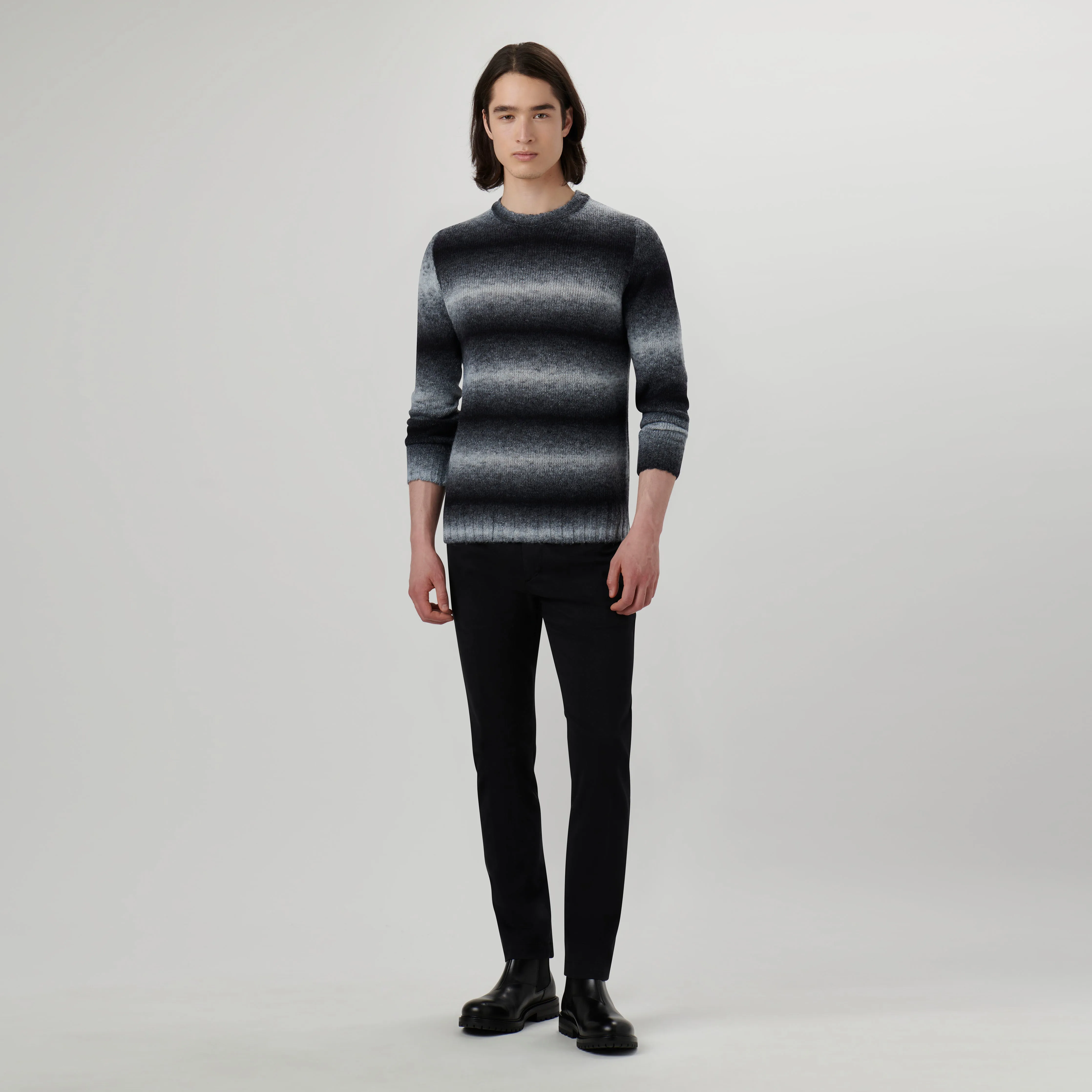Gradient Striped Crew Neck Sweater sold by Bugatchi product image thumbnail 5