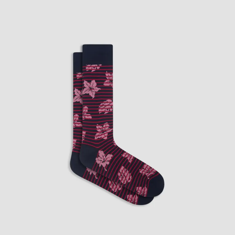Striped Floral Mid-Calf Socks sold by Bugatchi