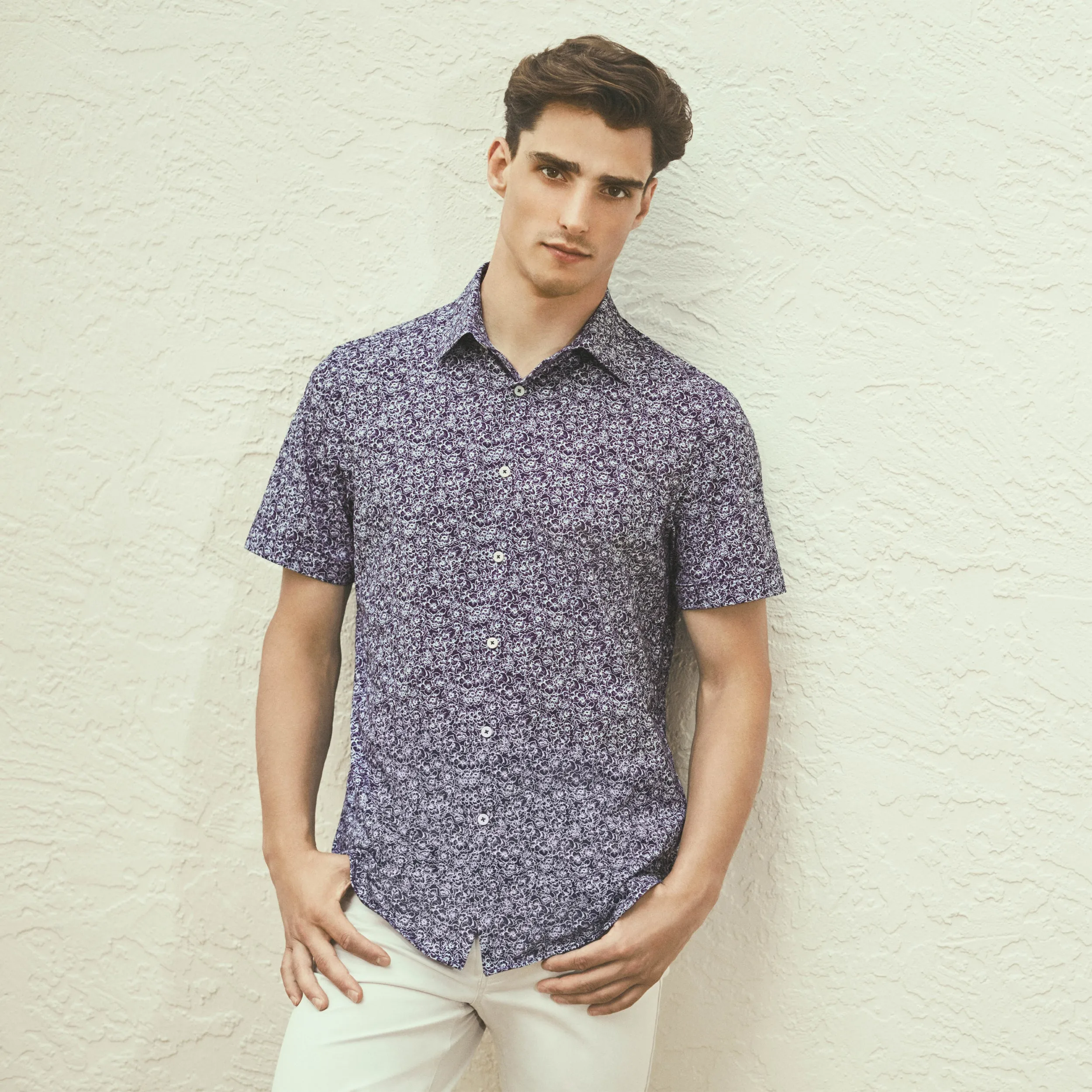Miles Floral OoohCotton Short Sleeve Shirt sold by Bugatchi