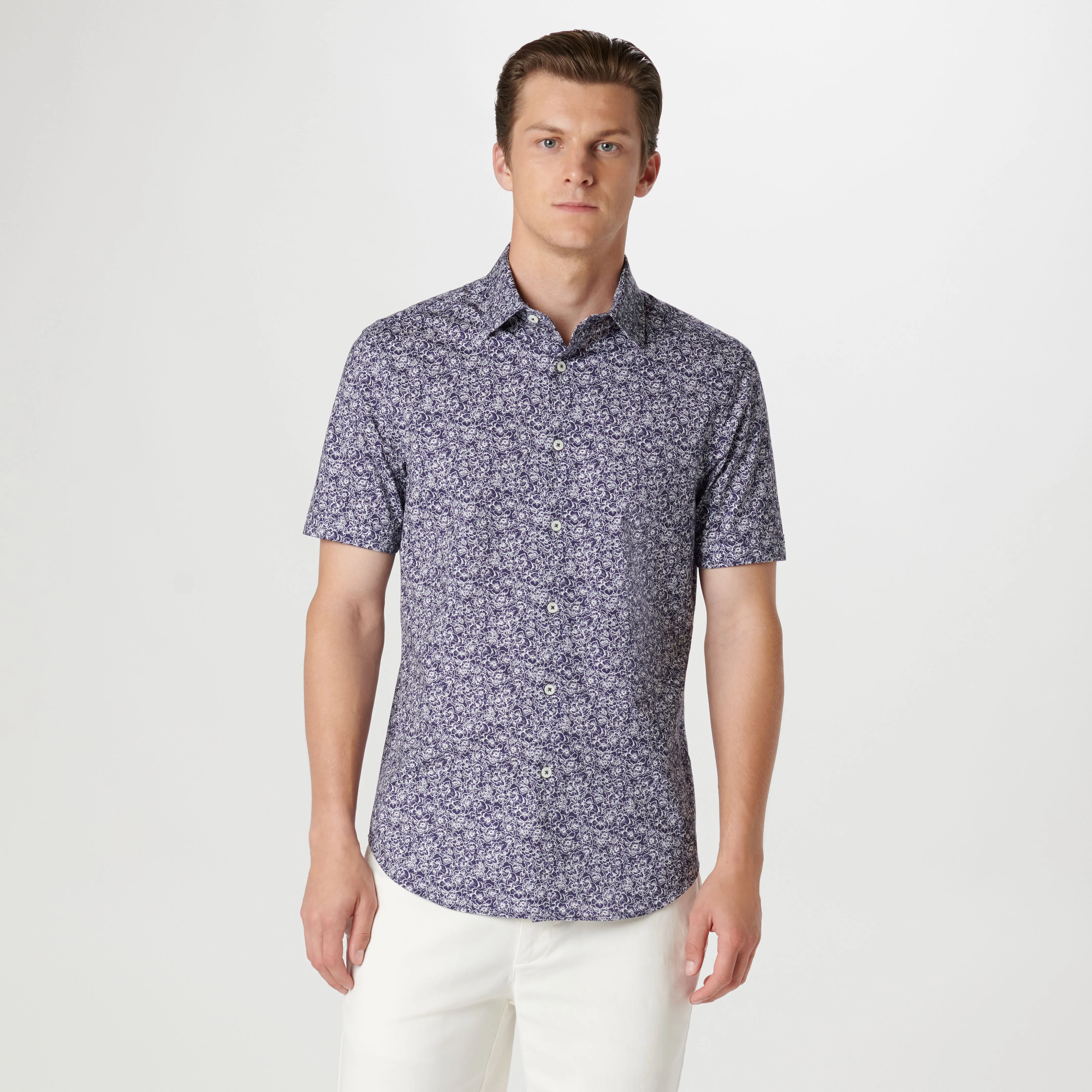 Miles Floral OoohCotton Short Sleeve Shirt sold by Bugatchi product image thumbnail 3