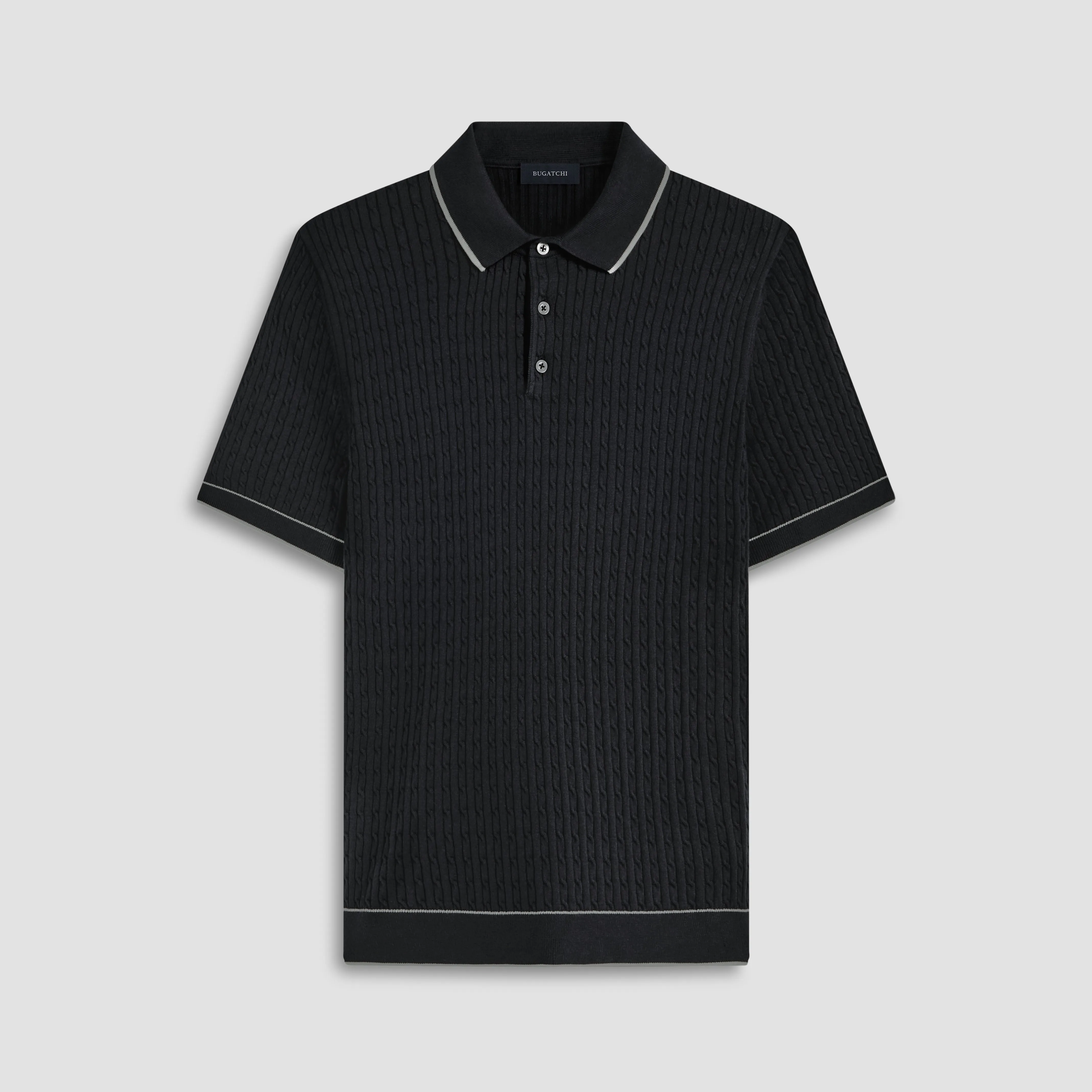Cable Stitch Short Sleeve Polo Sweater sold by Bugatchi