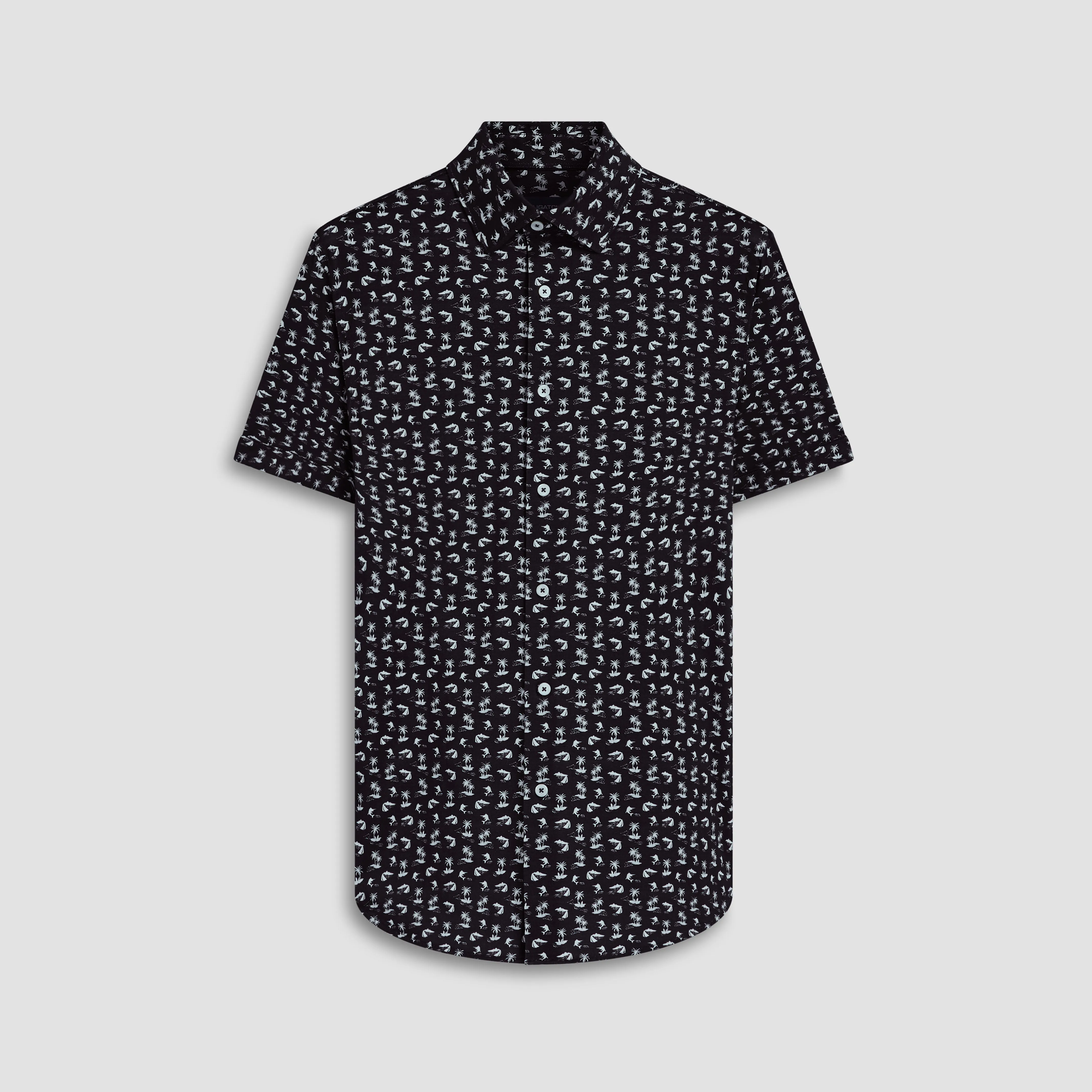 Miles Tropical Print OoohCotton Short Sleeve Shirt sold by Bugatchi