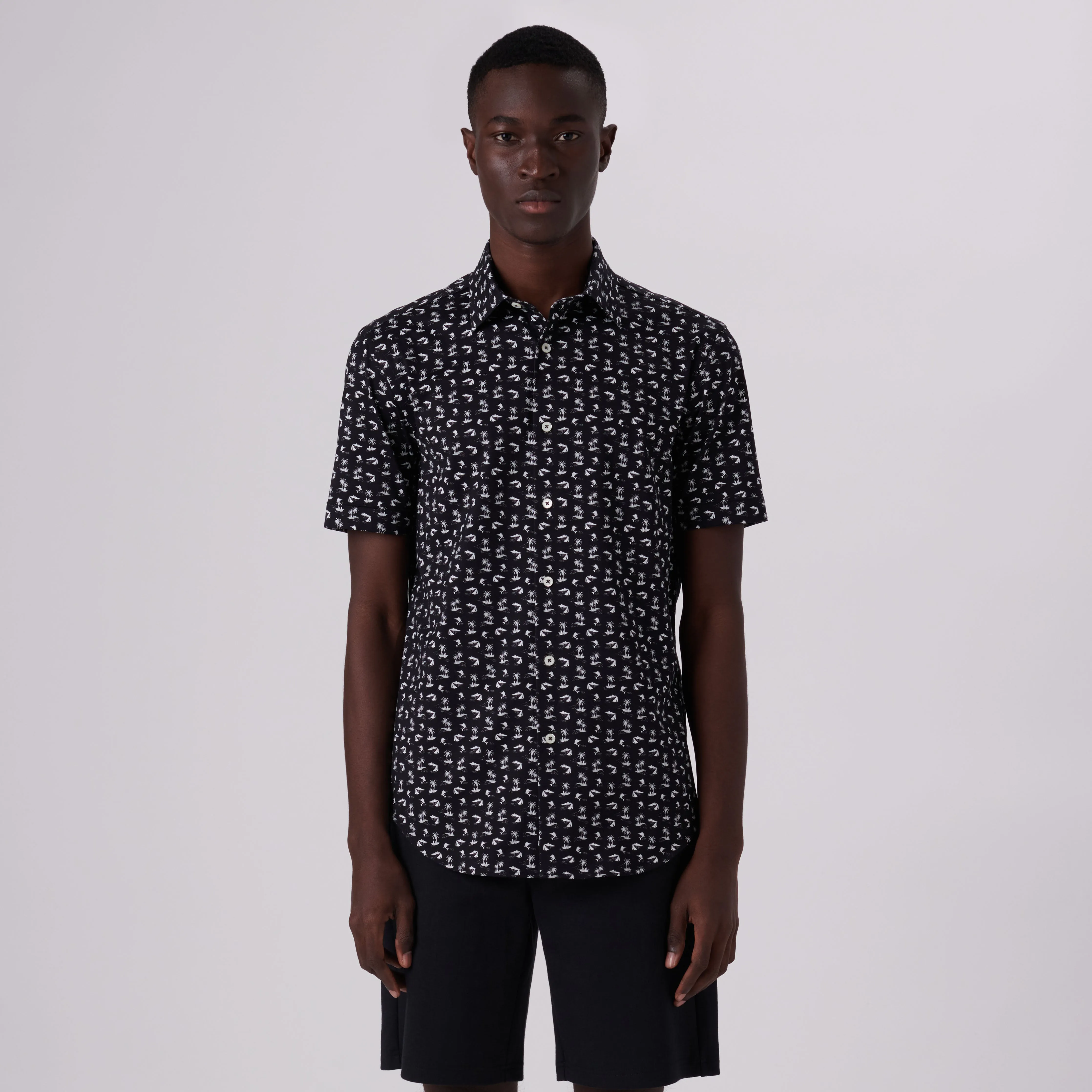 Miles Tropical Print OoohCotton Short Sleeve Shirt sold by Bugatchi product image thumbnail 2