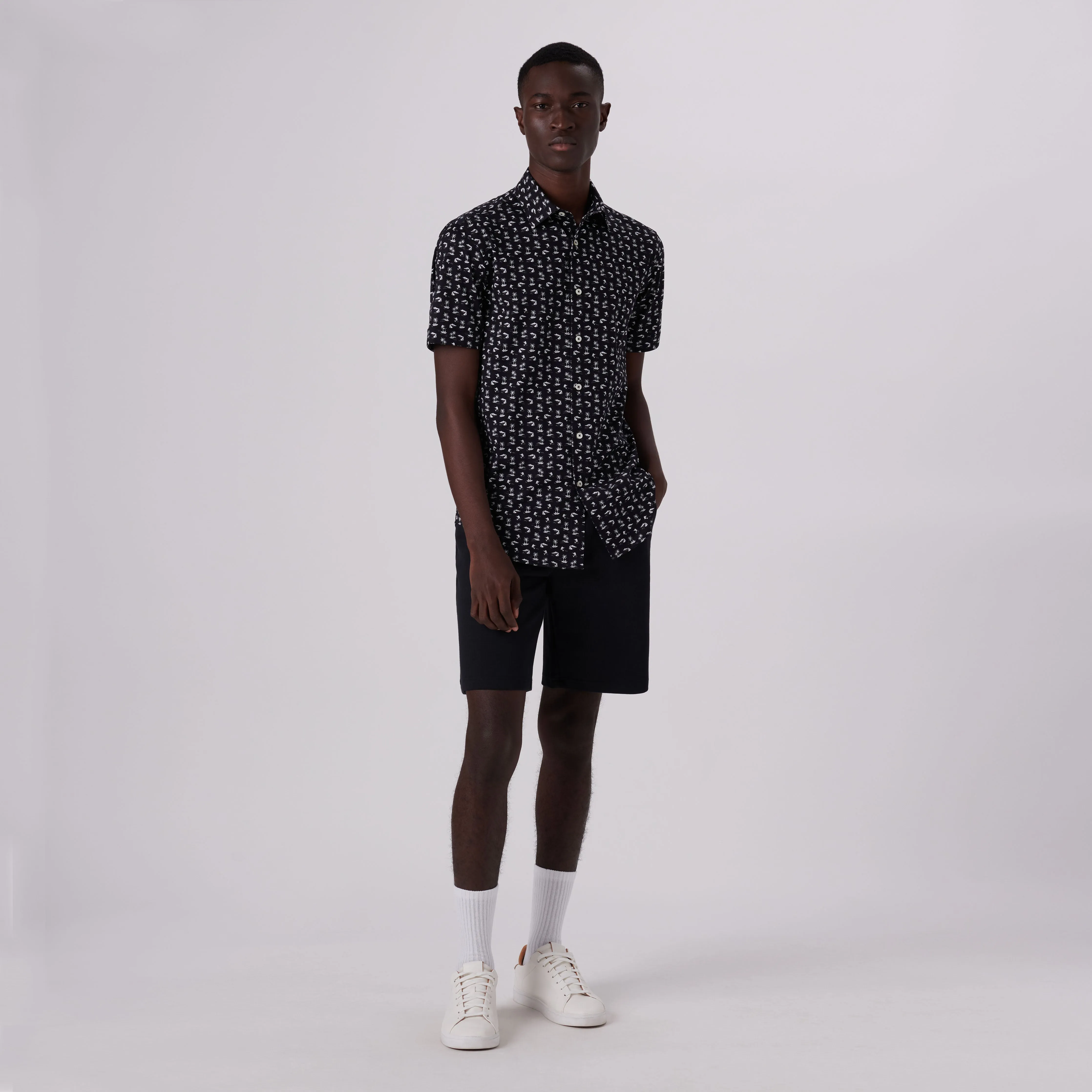 Miles Tropical Print OoohCotton Short Sleeve Shirt sold by Bugatchi product image thumbnail 5