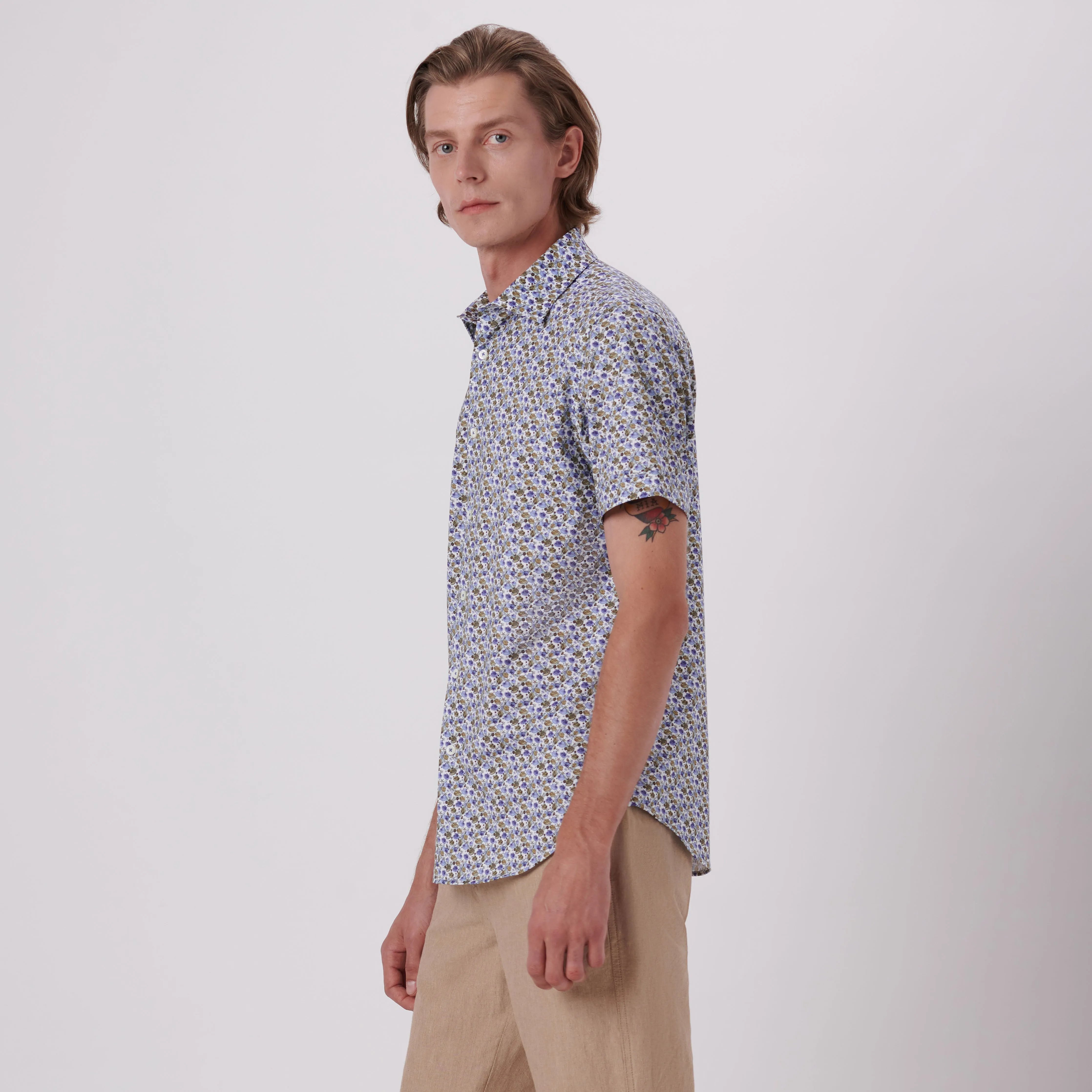 Miles Sea Shells Print OoohCotton Short Sleeve Shirt sold by Bugatchi product image thumbnail 3