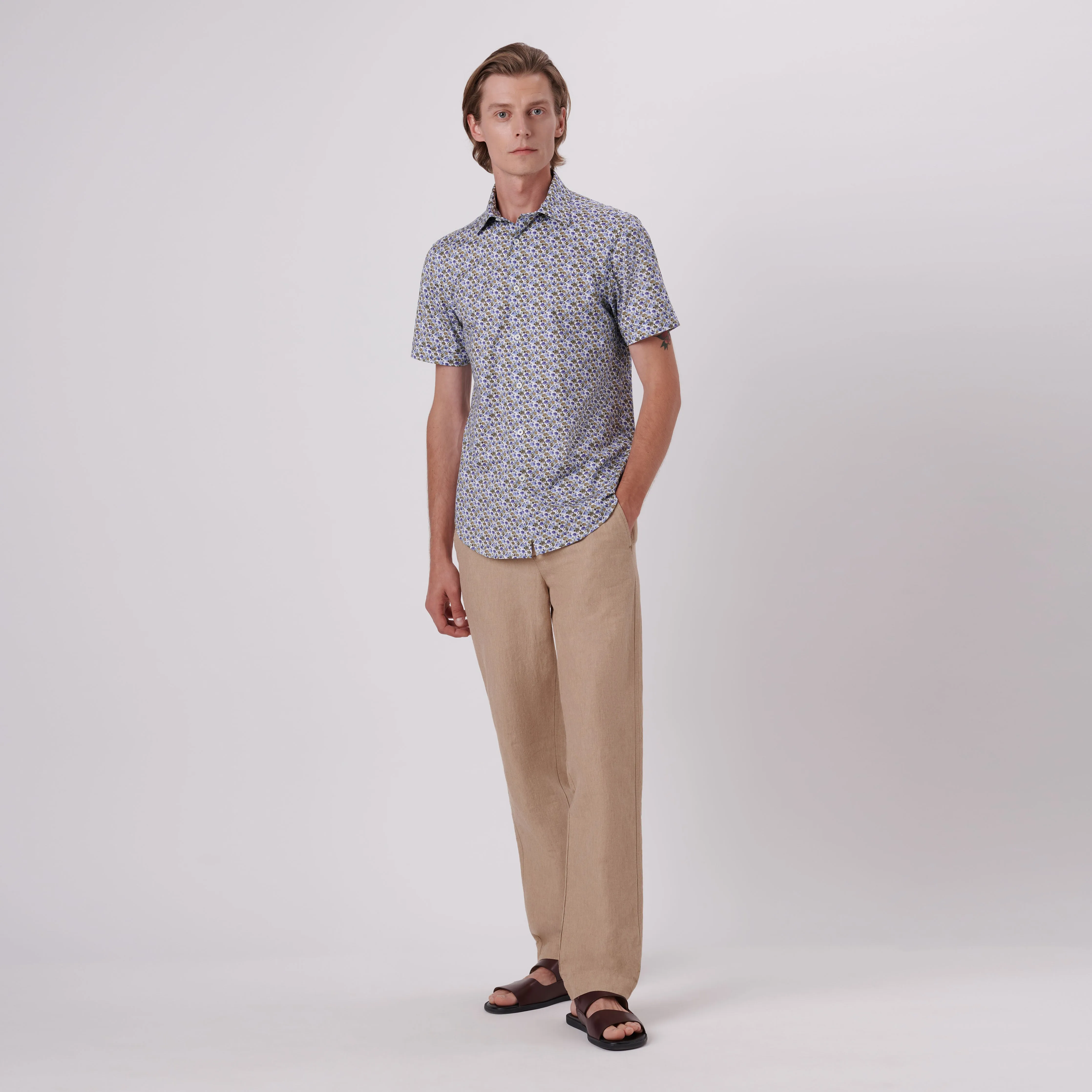 Miles Sea Shells Print OoohCotton Short Sleeve Shirt sold by Bugatchi product image thumbnail 5