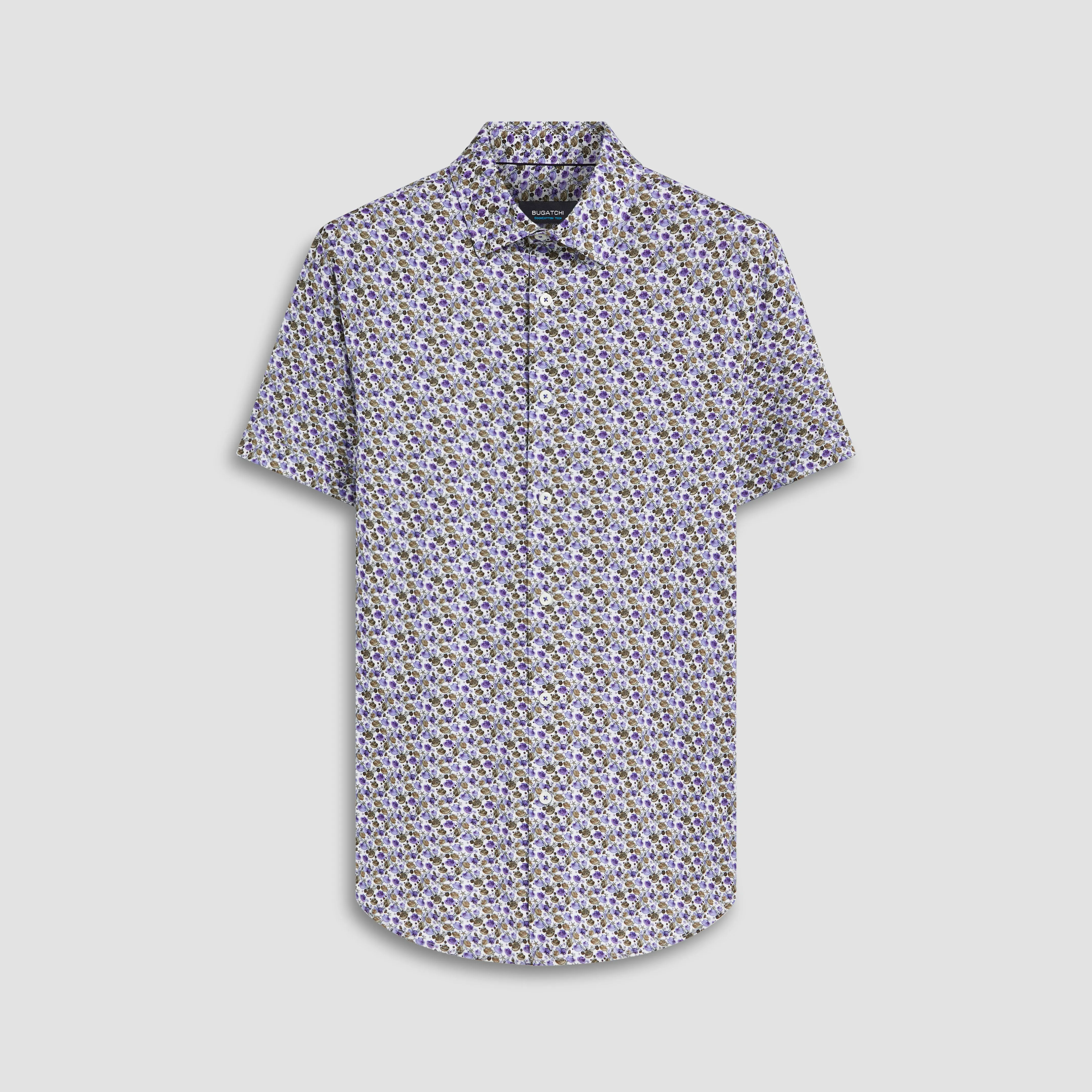 Miles Sea Shells Print OoohCotton Short Sleeve Shirt sold by Bugatchi