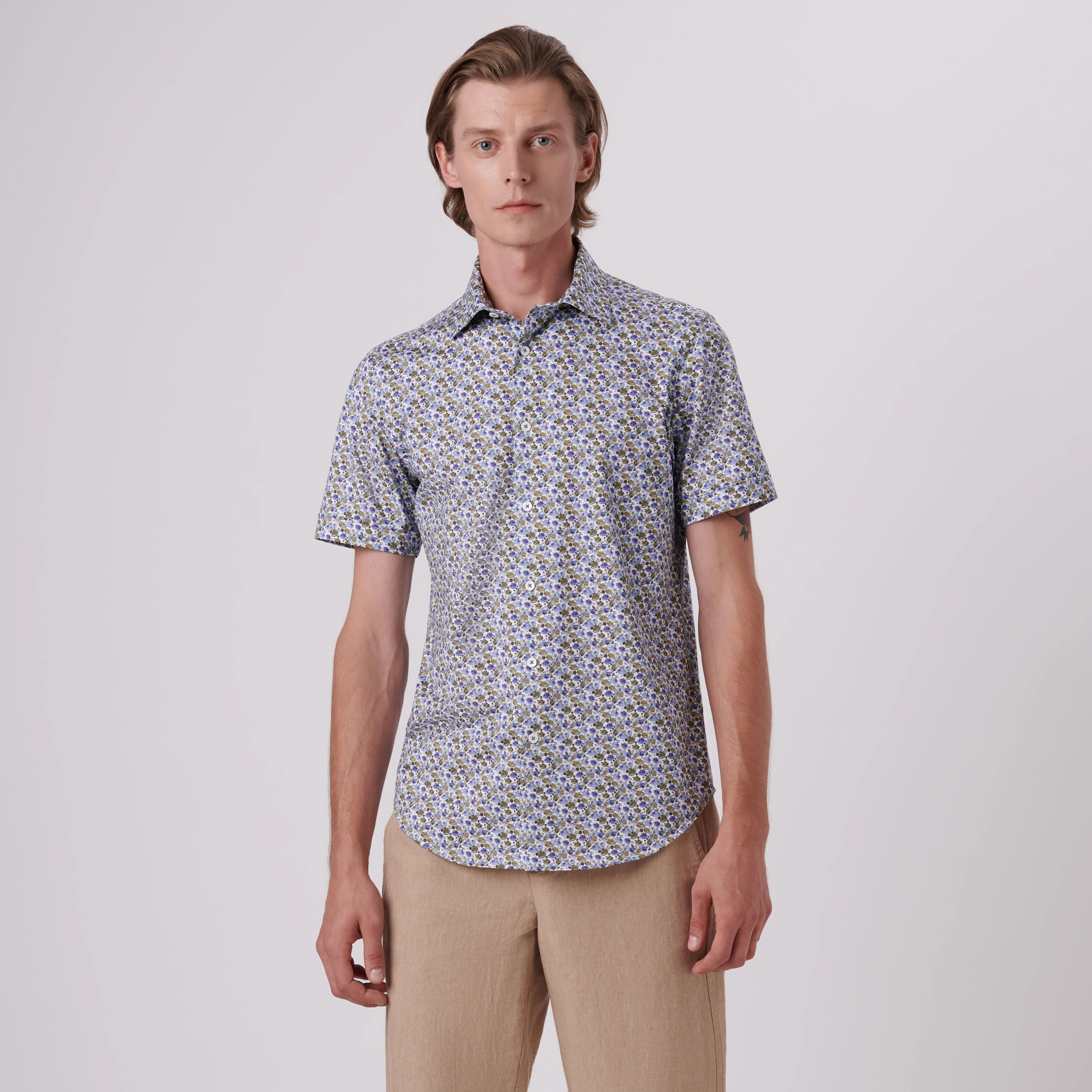 Miles Sea Shells Print OoohCotton Short Sleeve Shirt sold by Bugatchi product image thumbnail 2