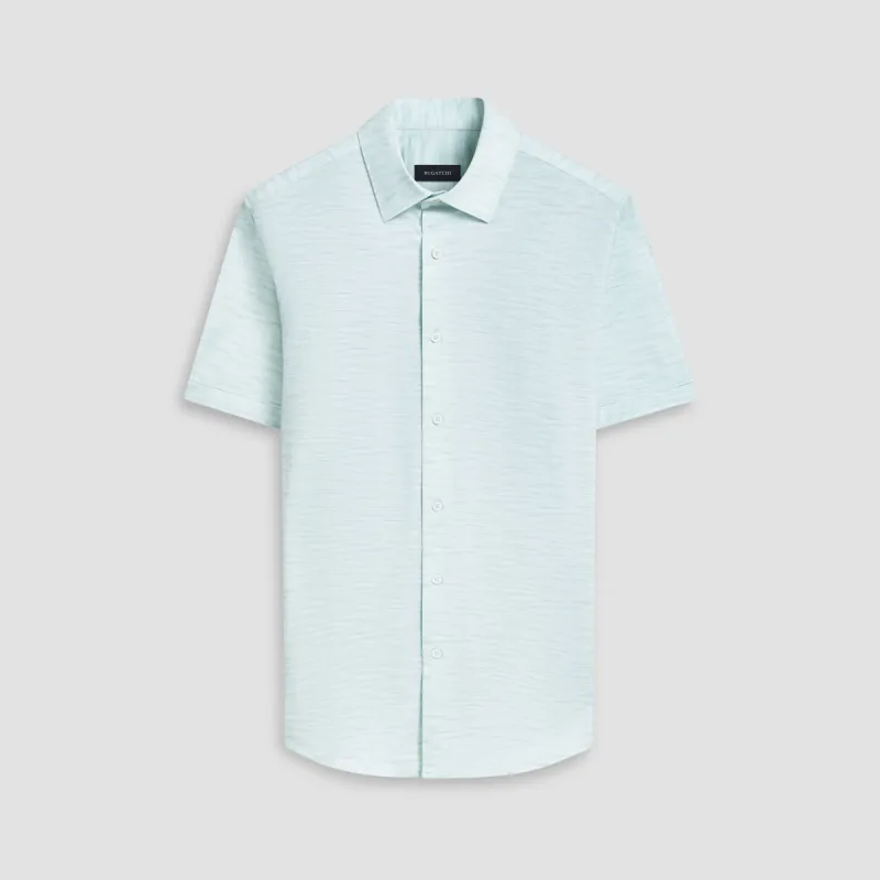 Miles Stitch Print OoohCotton Short Sleeve Shirt sold by Bugatchi