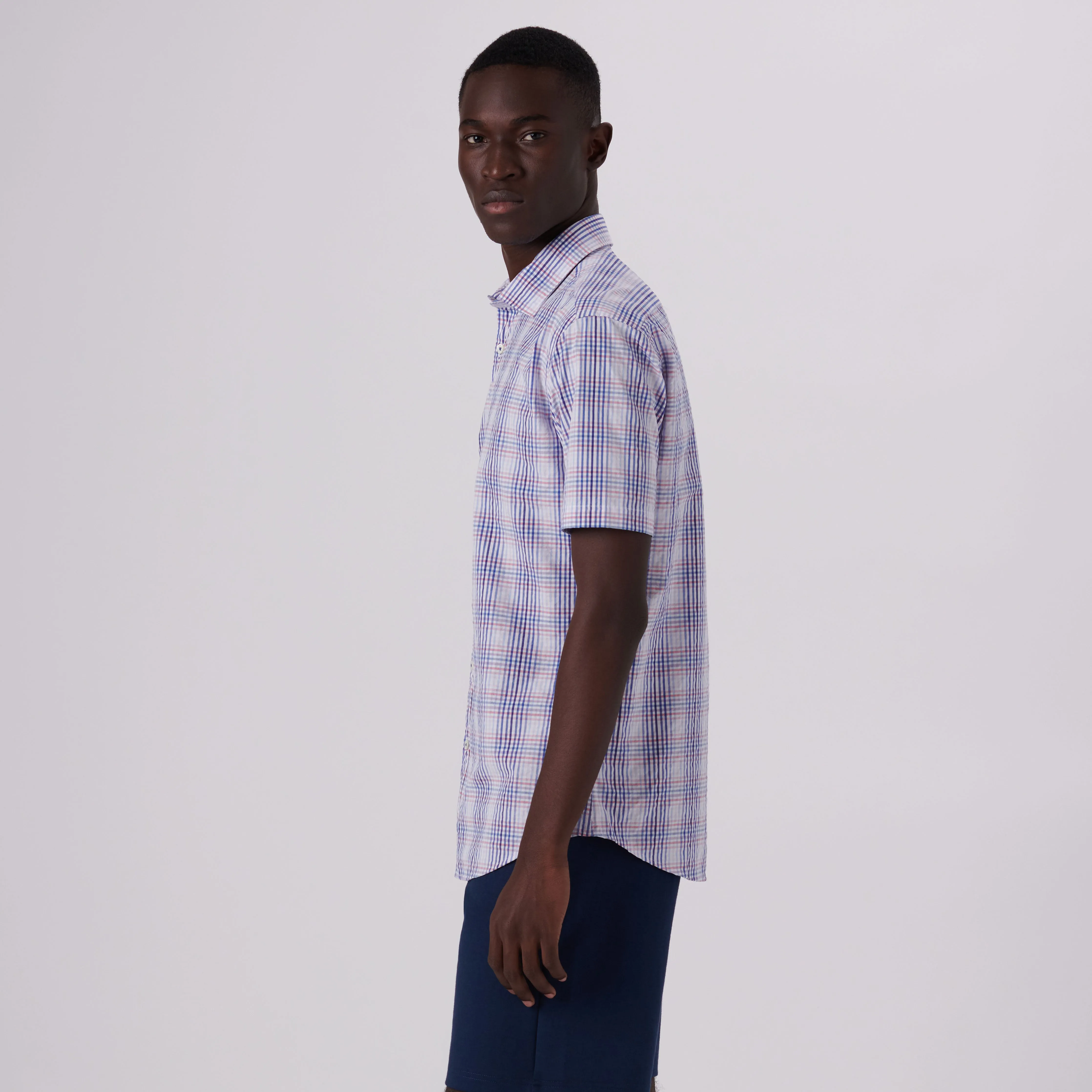 Orson Plaid Check Short Sleeve Shirt sold by Bugatchi product image thumbnail 3