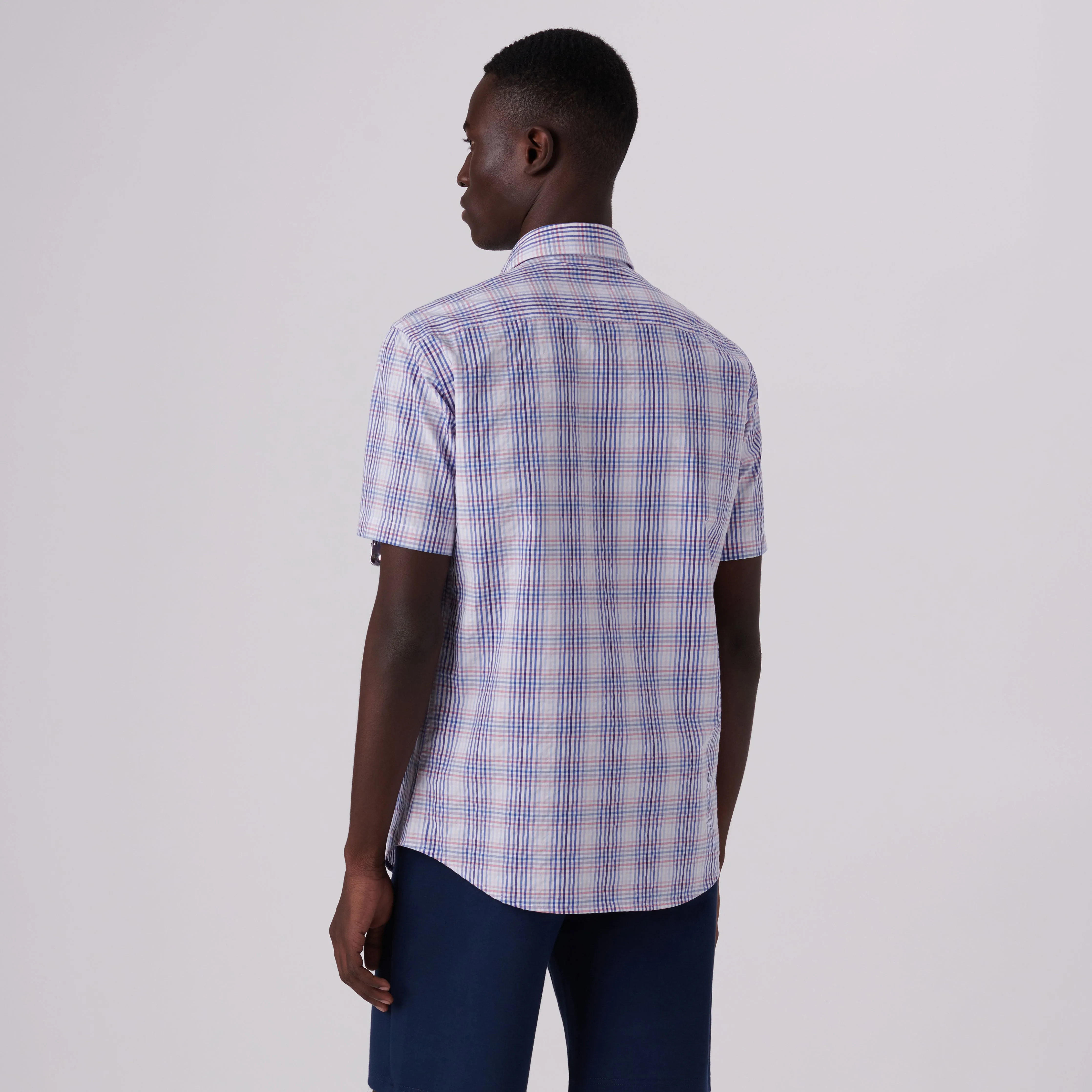 Orson Plaid Check Short Sleeve Shirt sold by Bugatchi product image thumbnail 4
