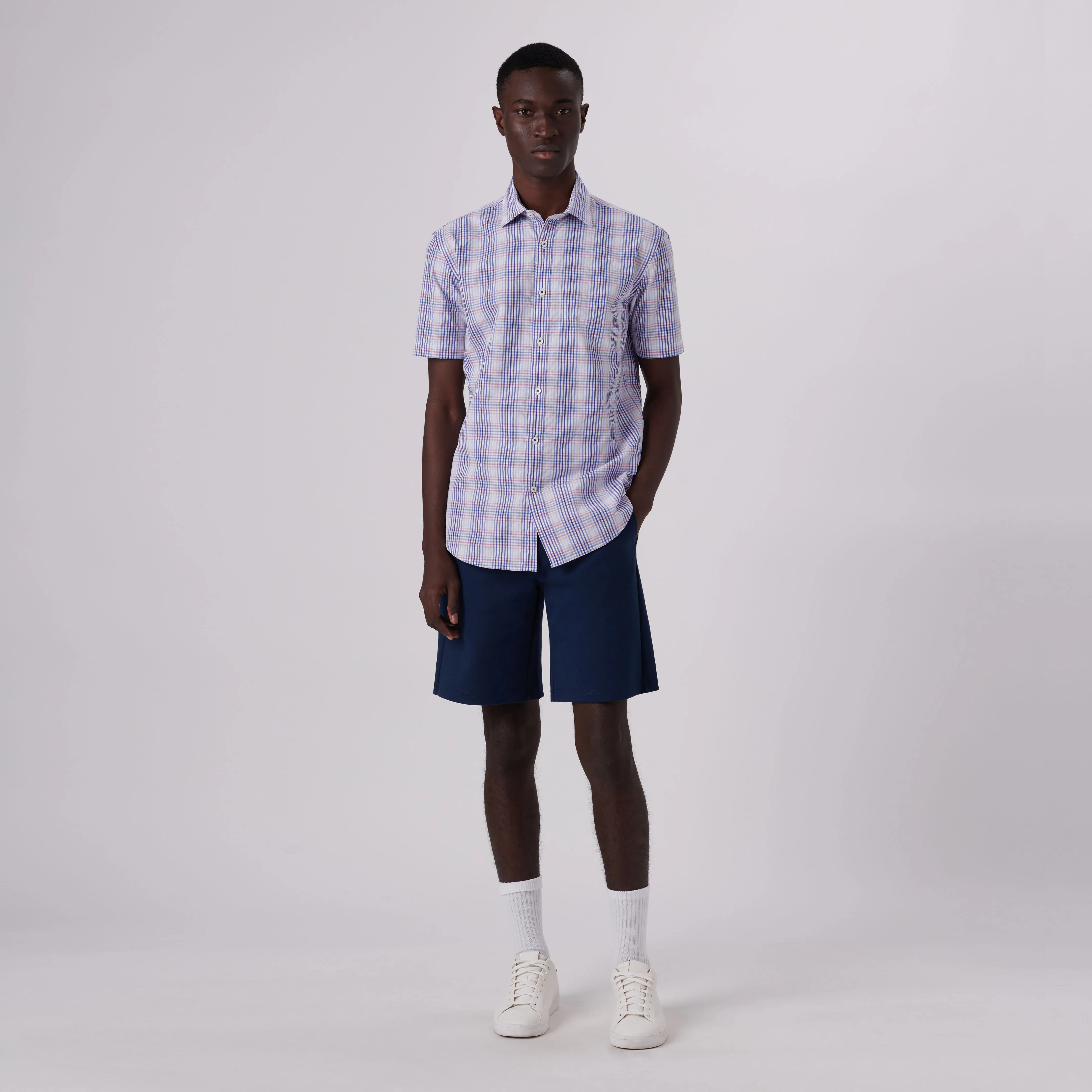 Orson Plaid Check Short Sleeve Shirt sold by Bugatchi product image thumbnail 5