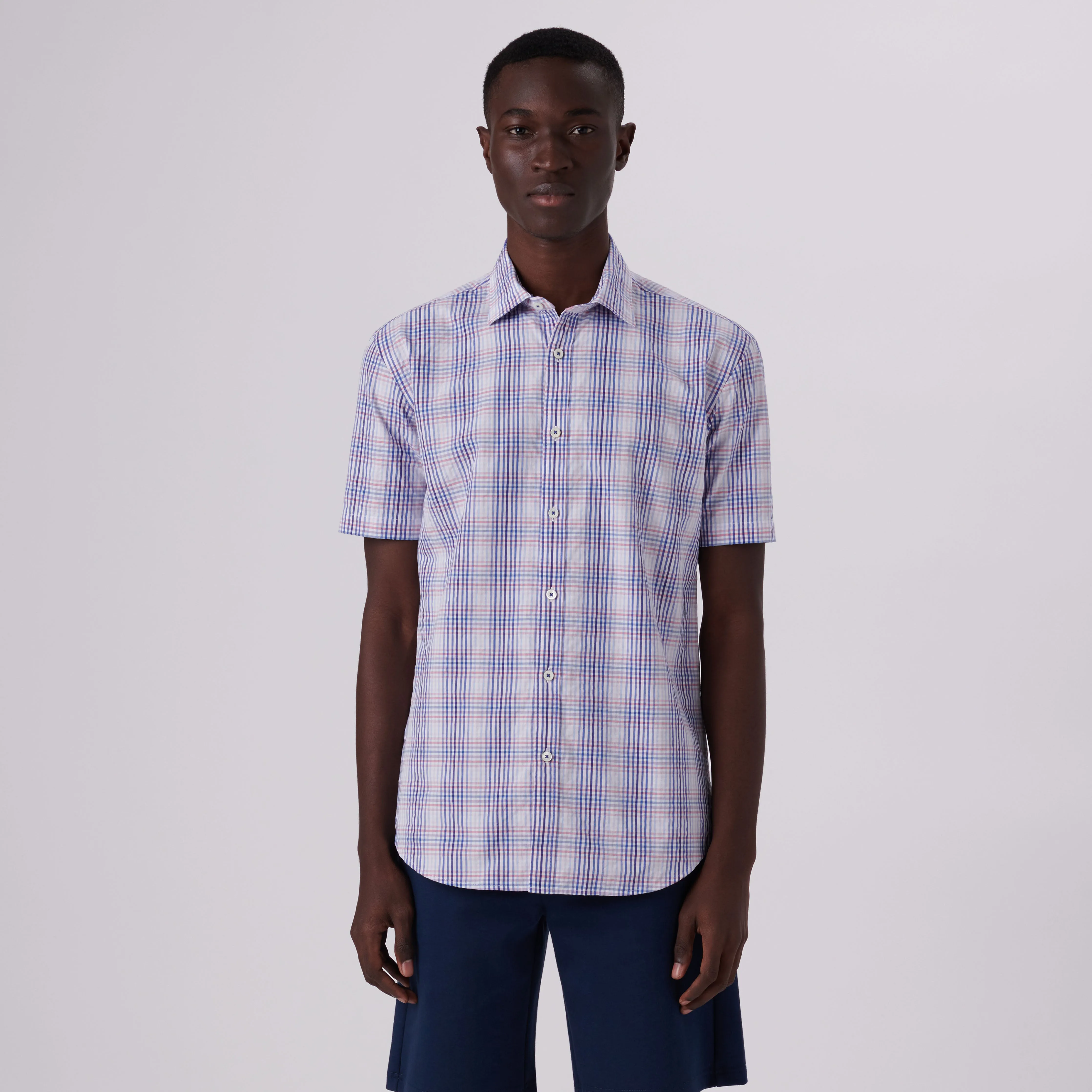 Orson Plaid Check Short Sleeve Shirt sold by Bugatchi product image thumbnail 2