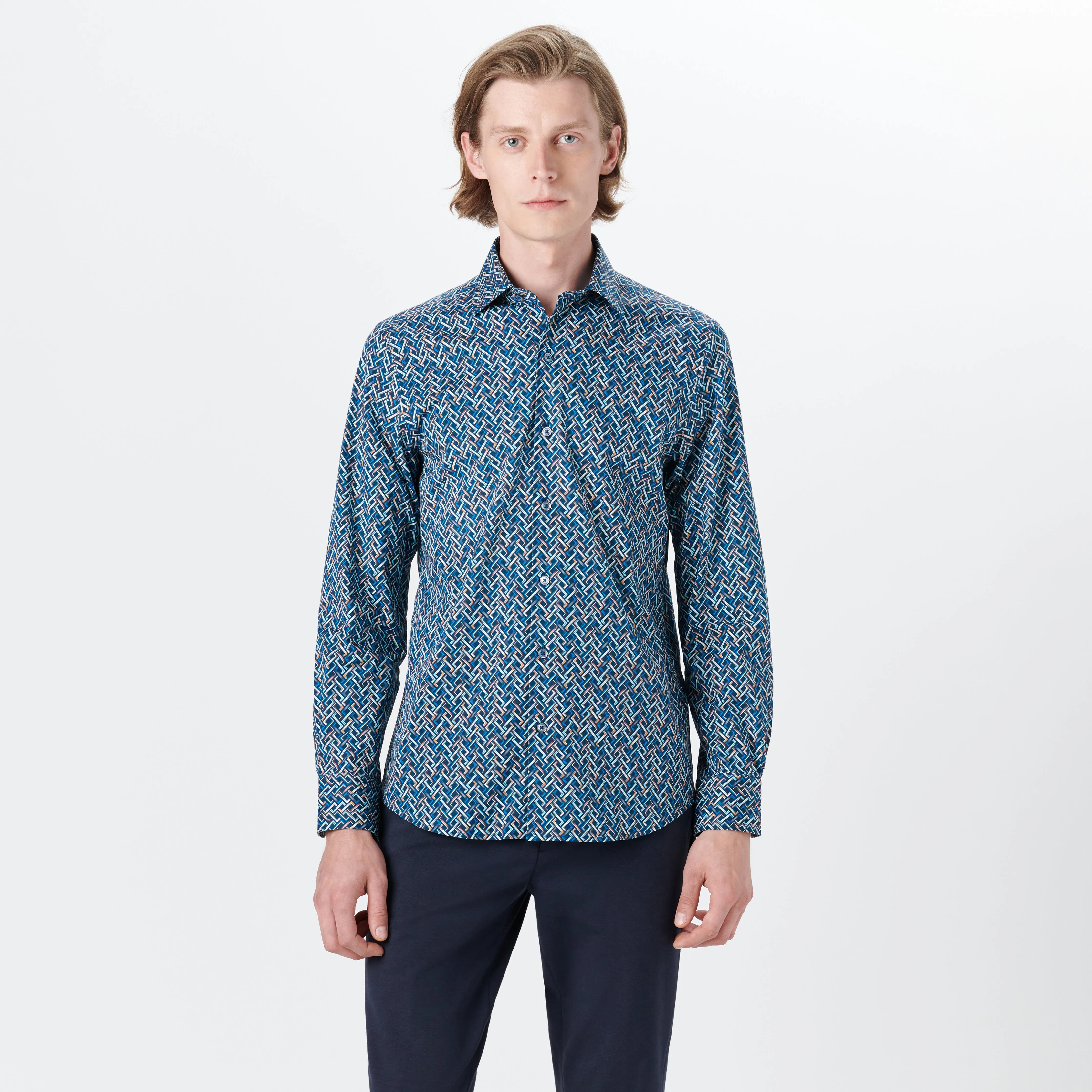AXEL Basketweave Print Shirt sold by Bugatchi product image thumbnail 2