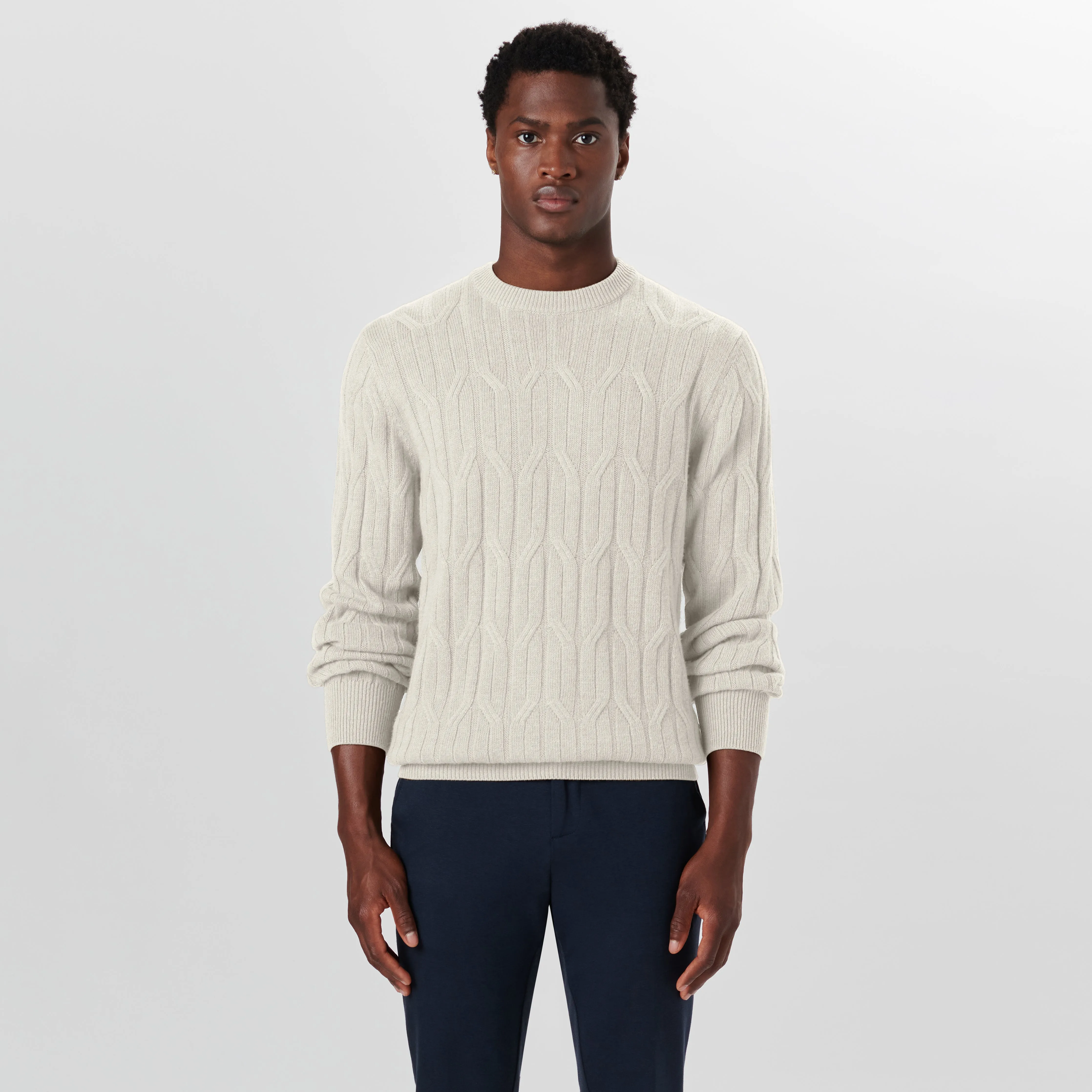 Crew Neck Cable Jacquard Sweater sold by Bugatchi product image thumbnail 2