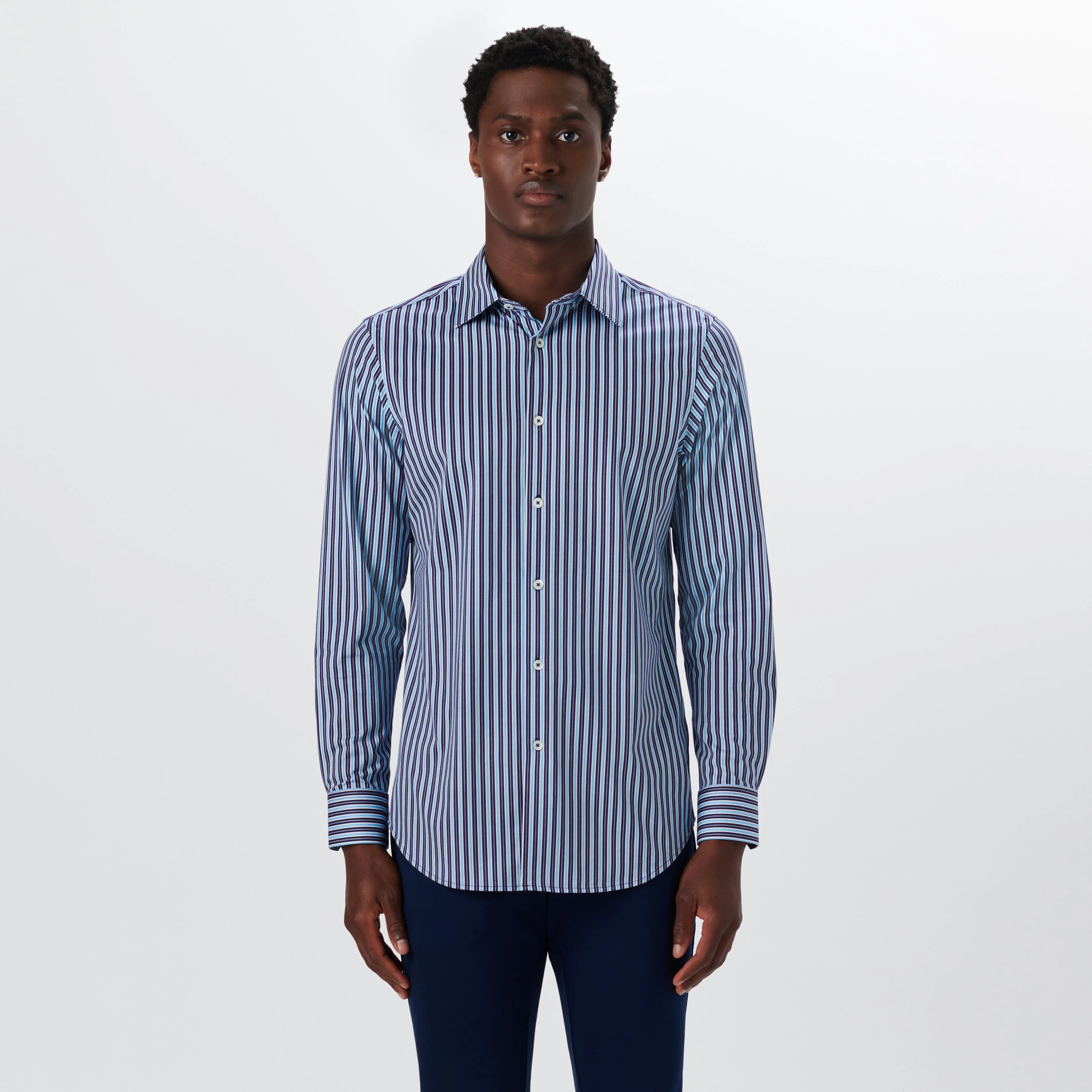 JAMES Shadow Stripe OoohCotton Shirt sold by Bugatchi product image thumbnail 2
