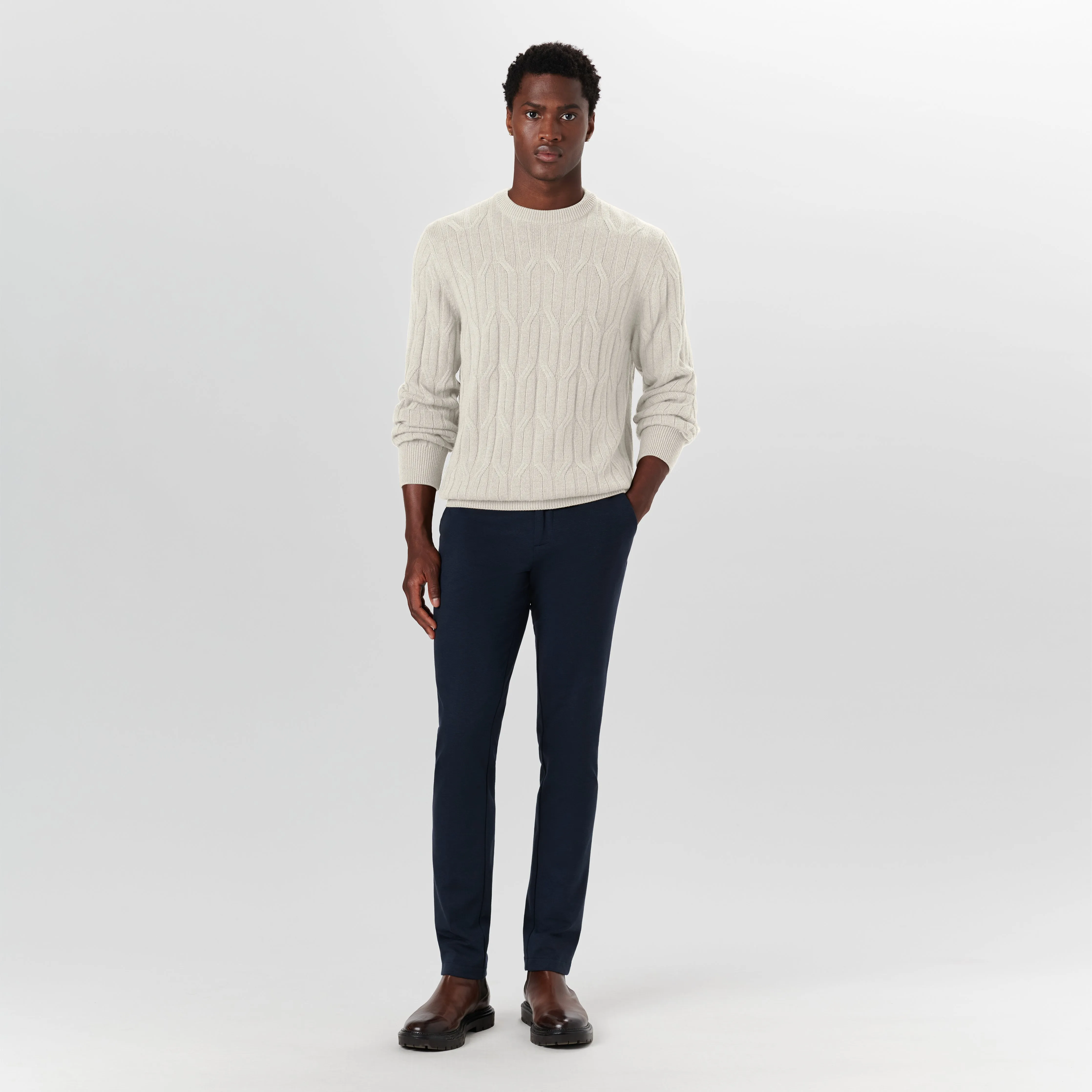 Crew Neck Cable Jacquard Sweater sold by Bugatchi product image thumbnail 5