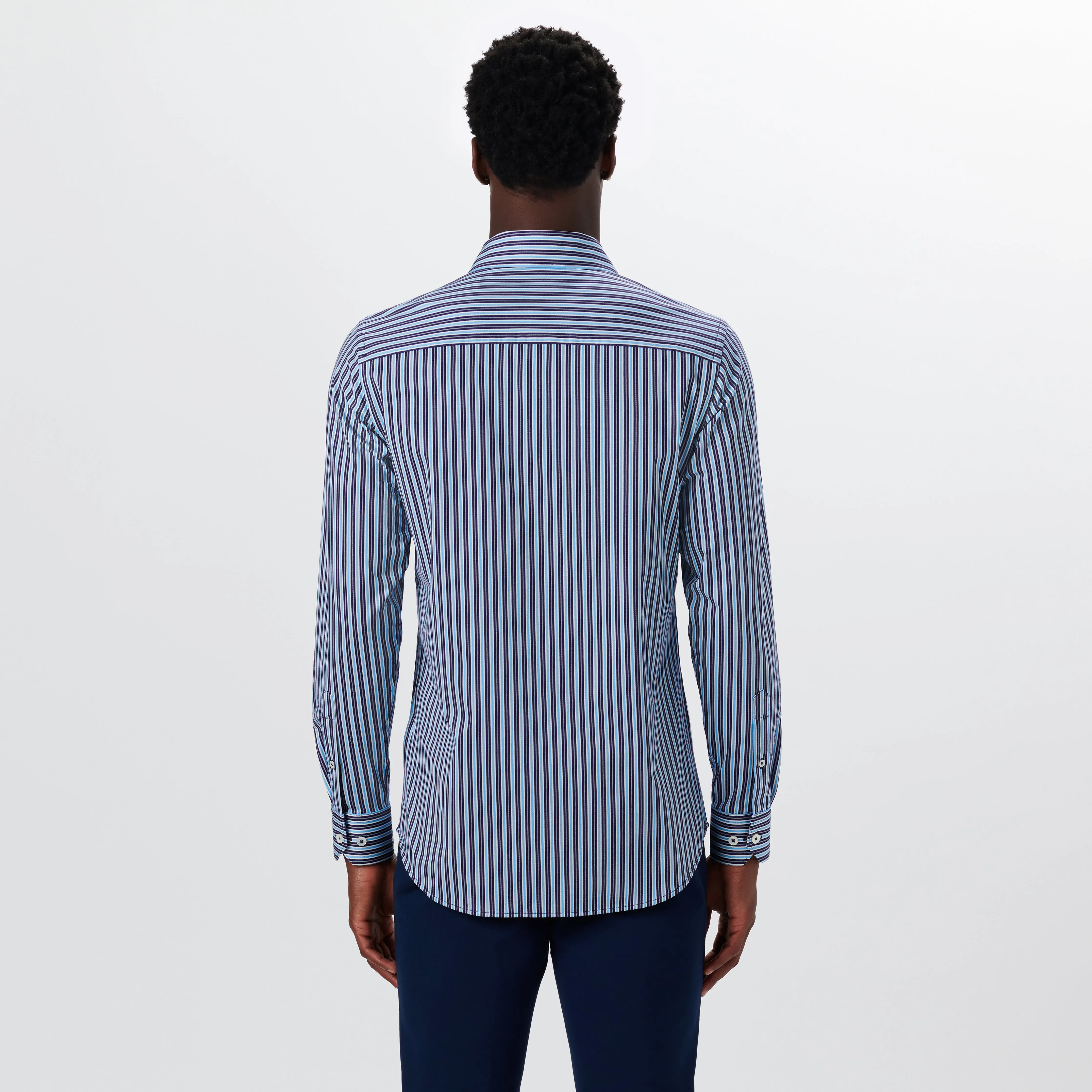 JAMES Shadow Stripe OoohCotton Shirt sold by Bugatchi product image thumbnail 4