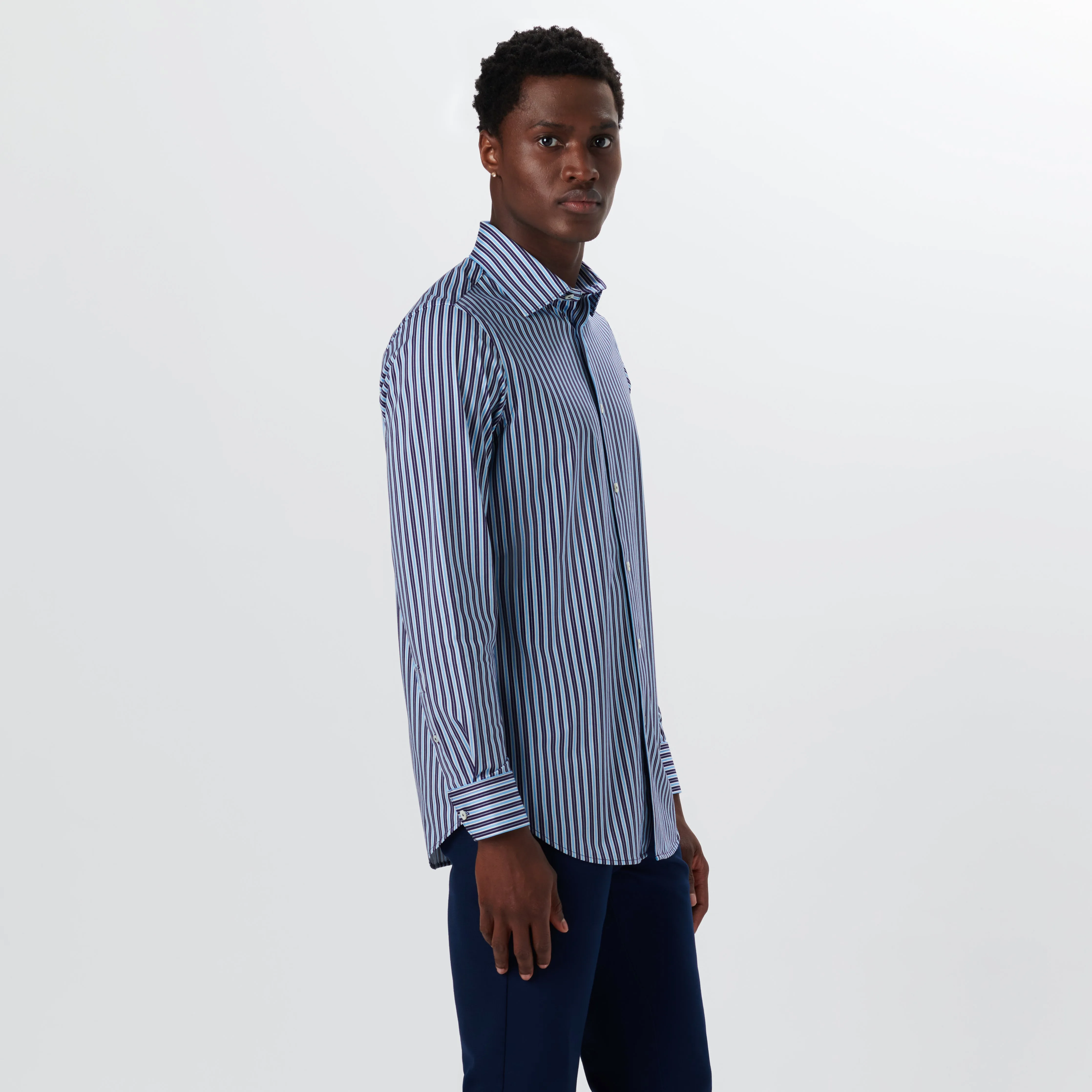 JAMES Shadow Stripe OoohCotton Shirt sold by Bugatchi product image thumbnail 3