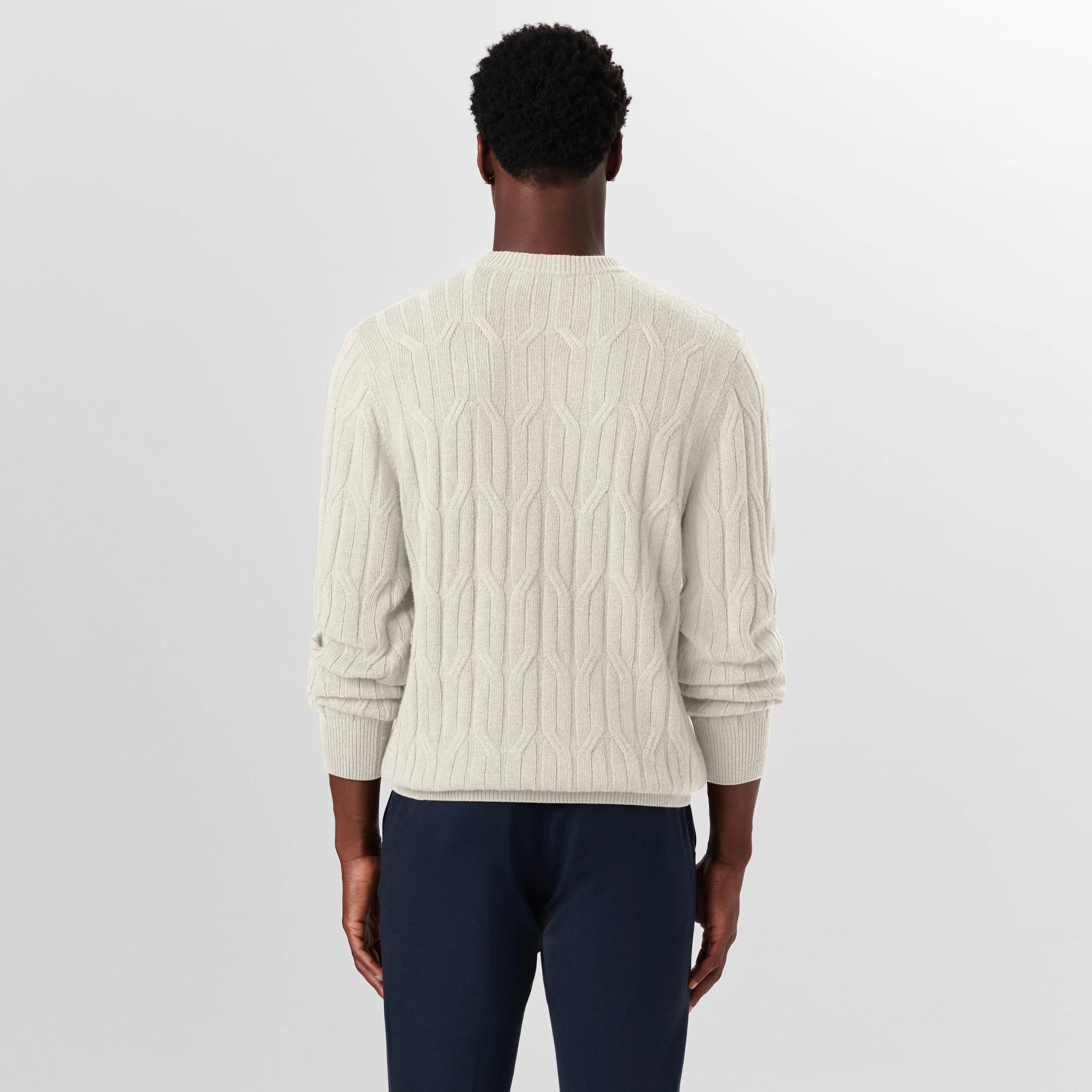 Crew Neck Cable Jacquard Sweater sold by Bugatchi product image thumbnail 4