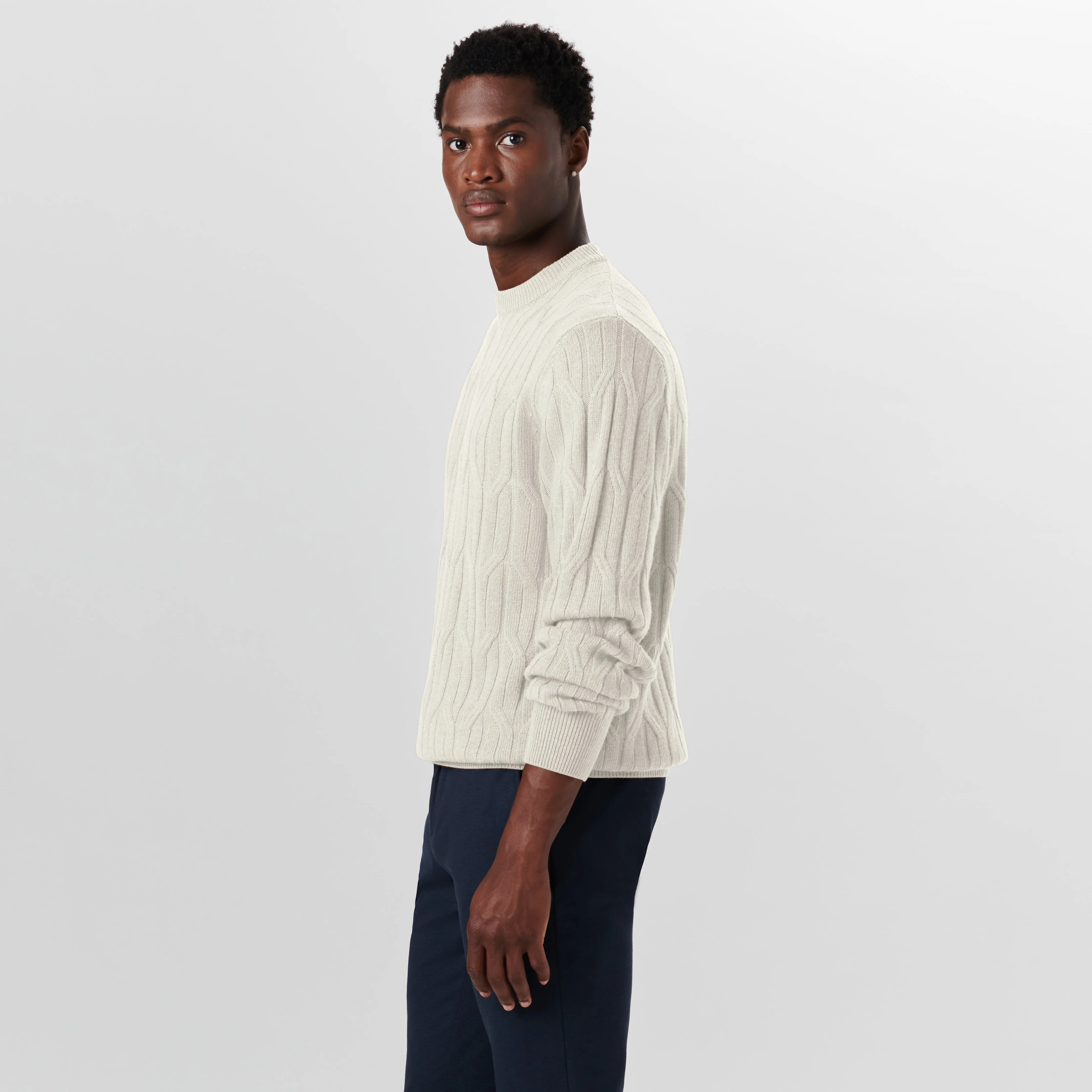 Crew Neck Cable Jacquard Sweater sold by Bugatchi product image thumbnail 3