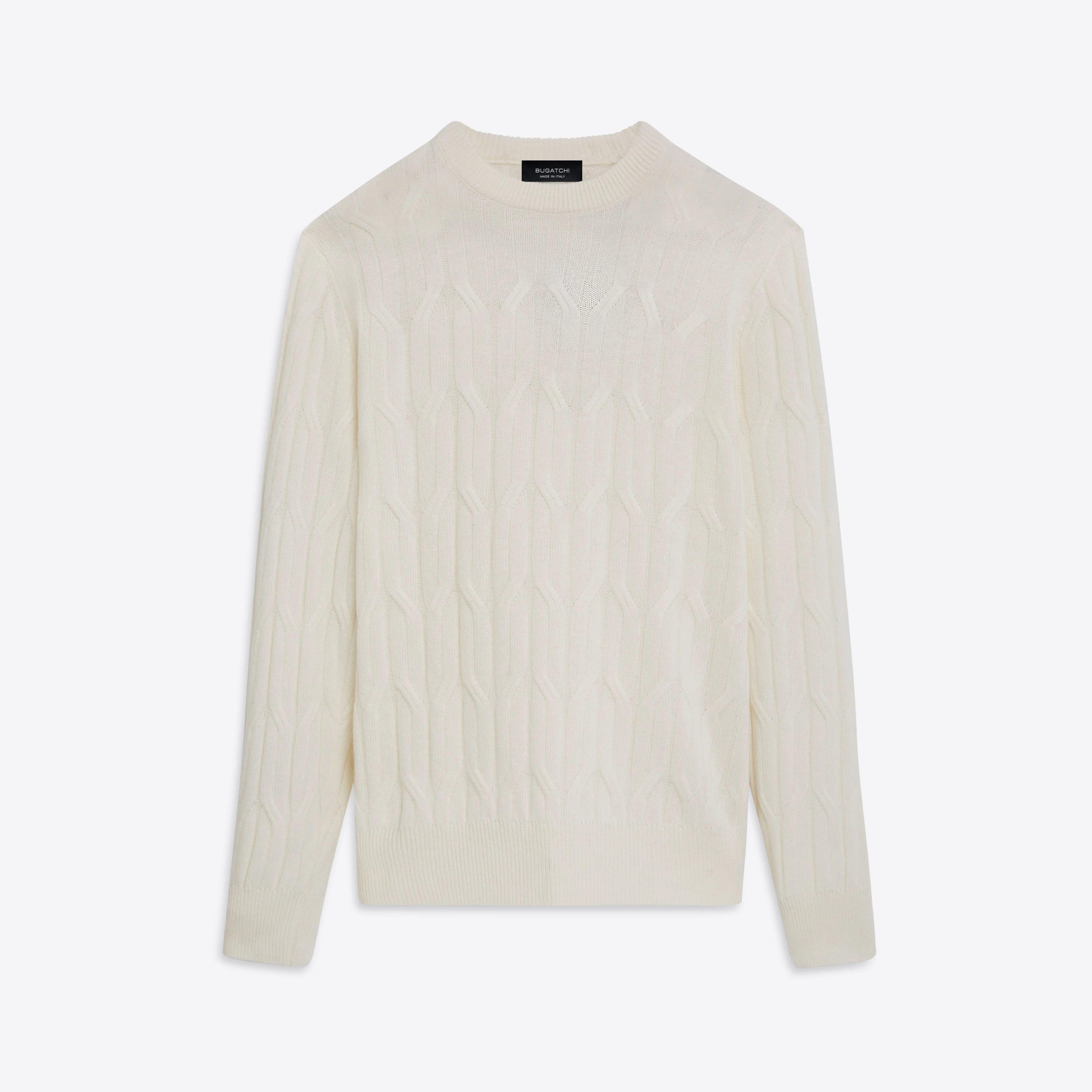 Crew Neck Cable Jacquard Sweater sold by Bugatchi