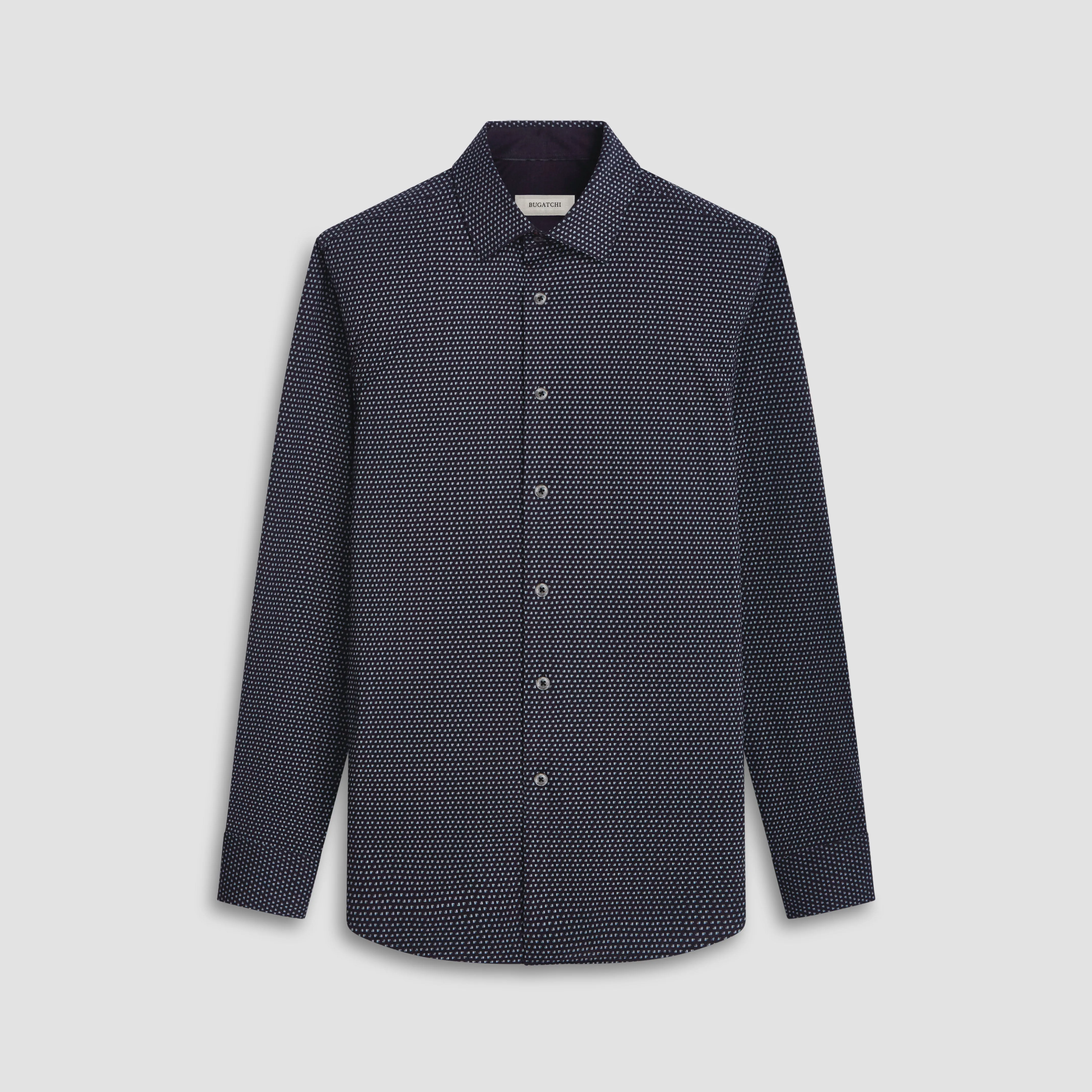 Jimmy Double Sided Micro Geometric/Solid OoohCotton Shirt sold by Bugatchi