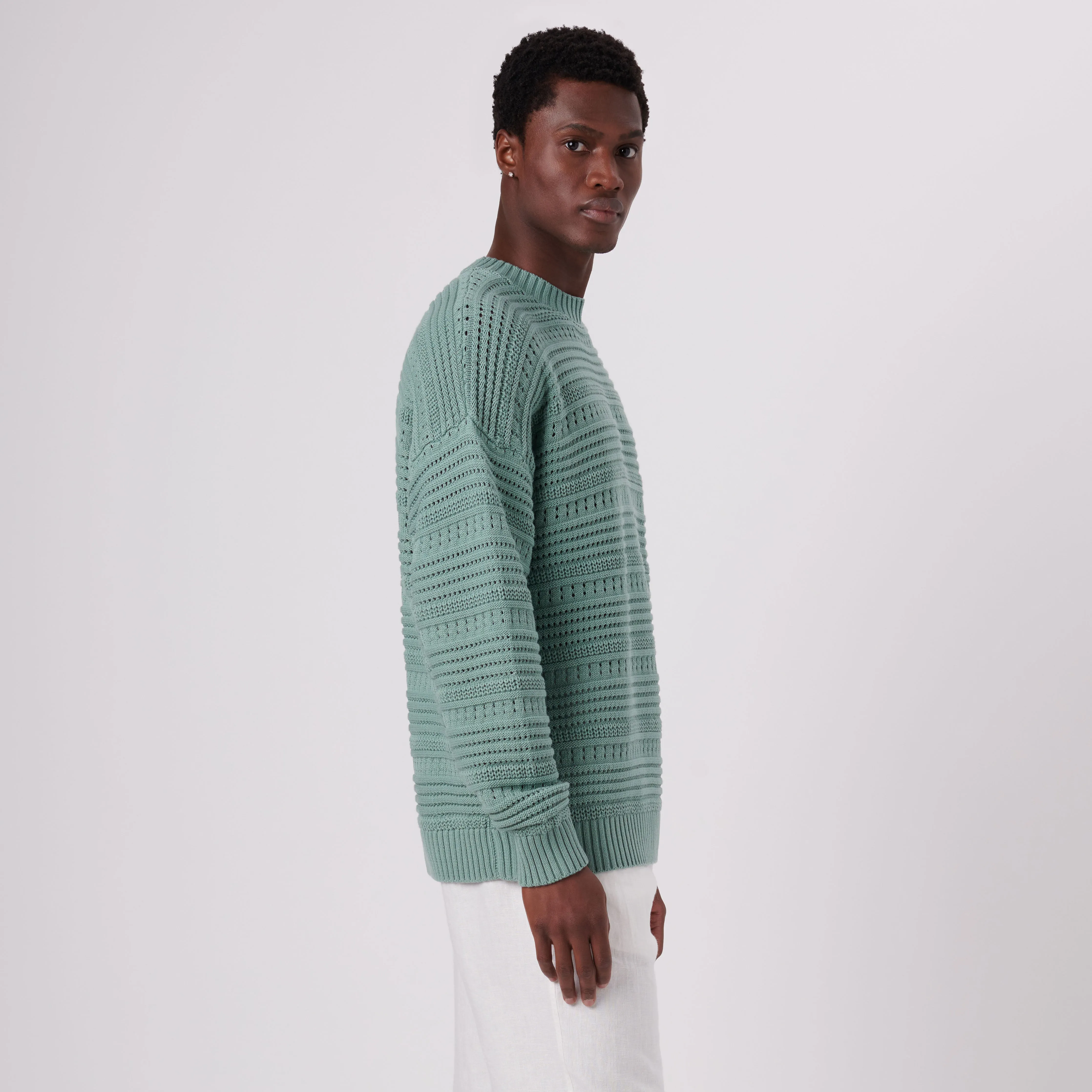 Patterned Crew Neck Sweater sold by Bugatchi product image thumbnail 3