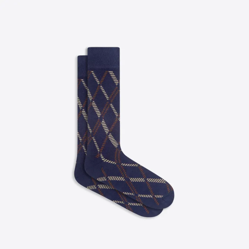 Diamond Check Mid-Calf Socks sold by Bugatchi