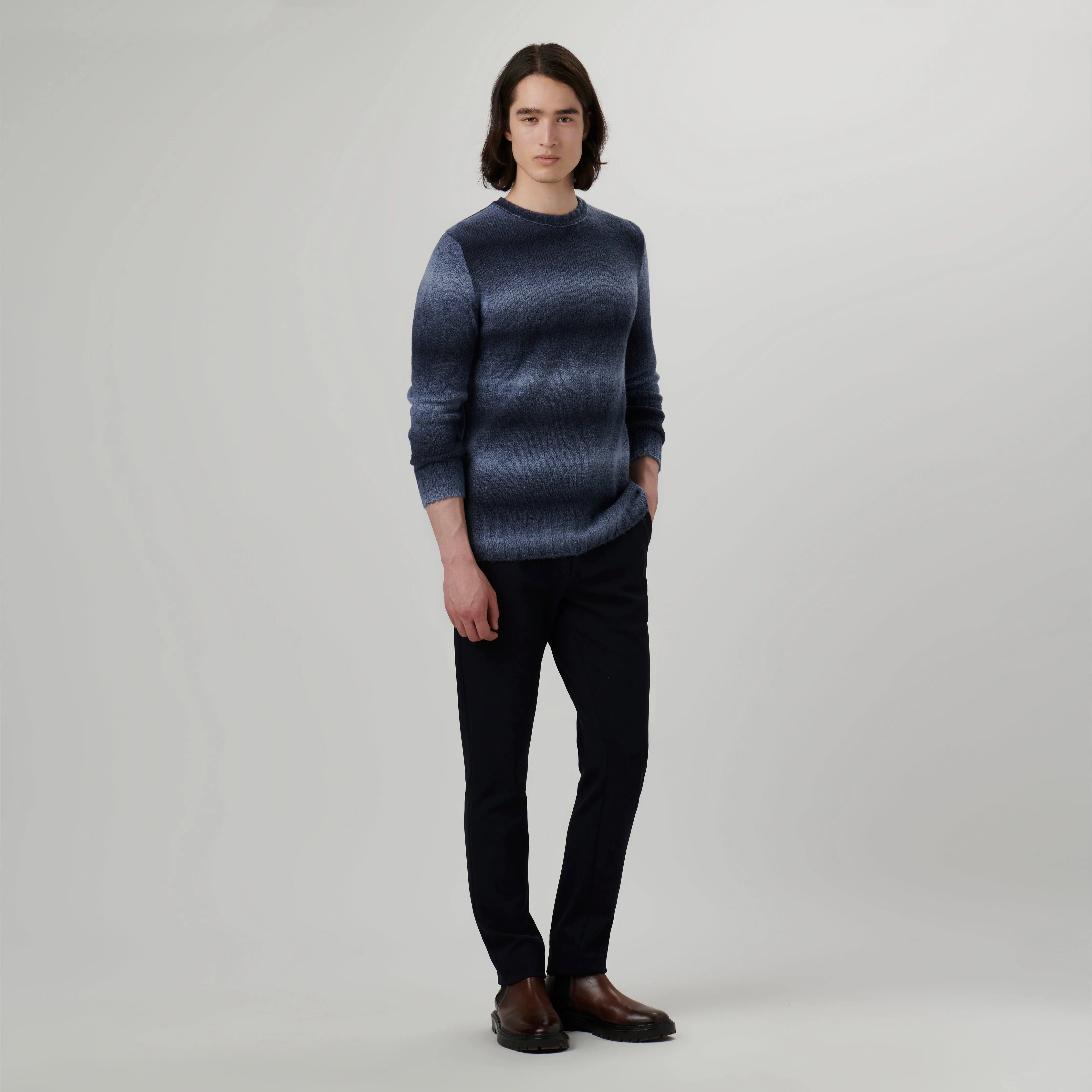 Gradient Striped Crew Neck Sweater sold by Bugatchi product image thumbnail 5