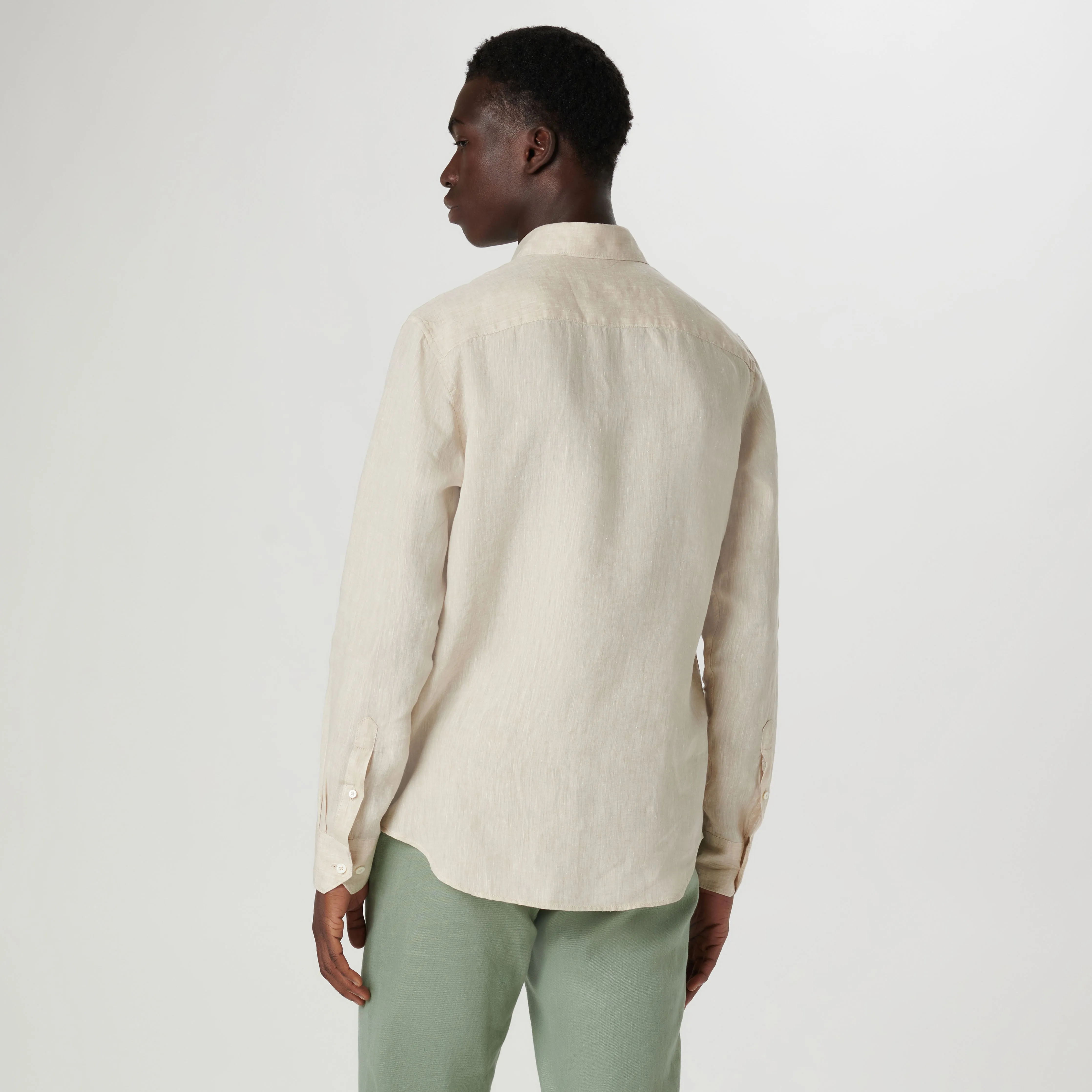 Axel Solid Linen Shirt sold by Bugatchi product image thumbnail 4