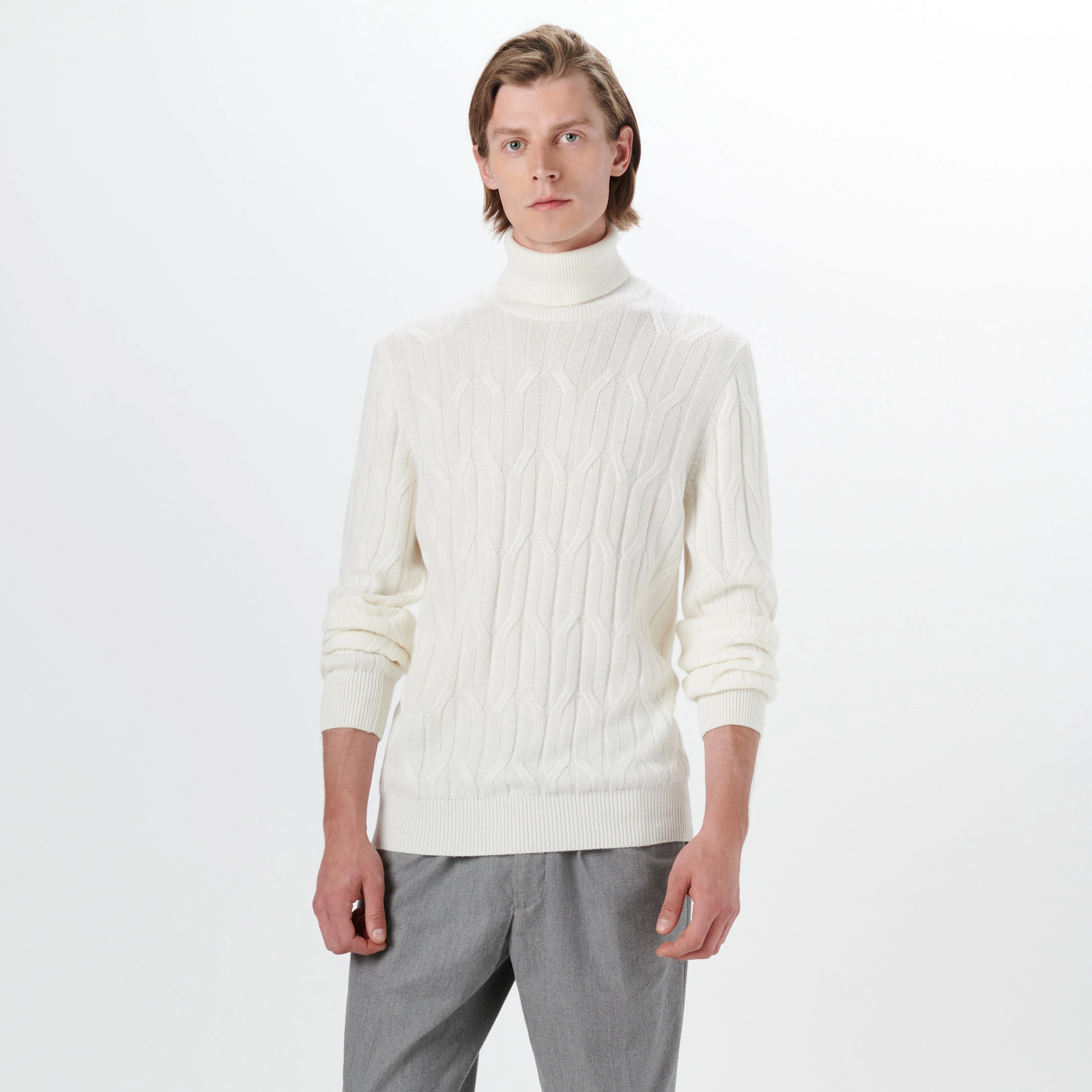 Turtle Neck Cable Jacquard Sweater sold by Bugatchi product image thumbnail 2