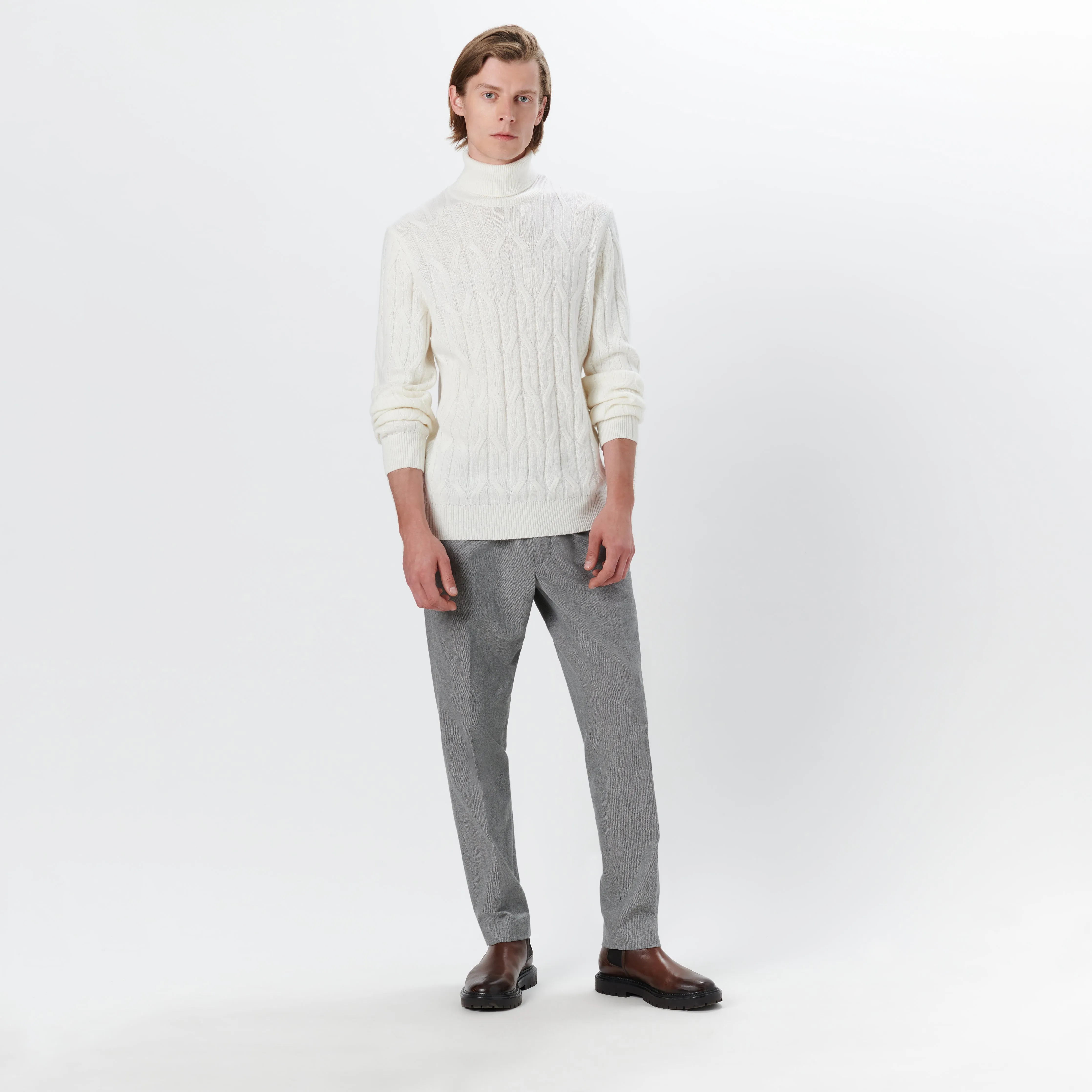 Turtle Neck Cable Jacquard Sweater sold by Bugatchi product image thumbnail 5