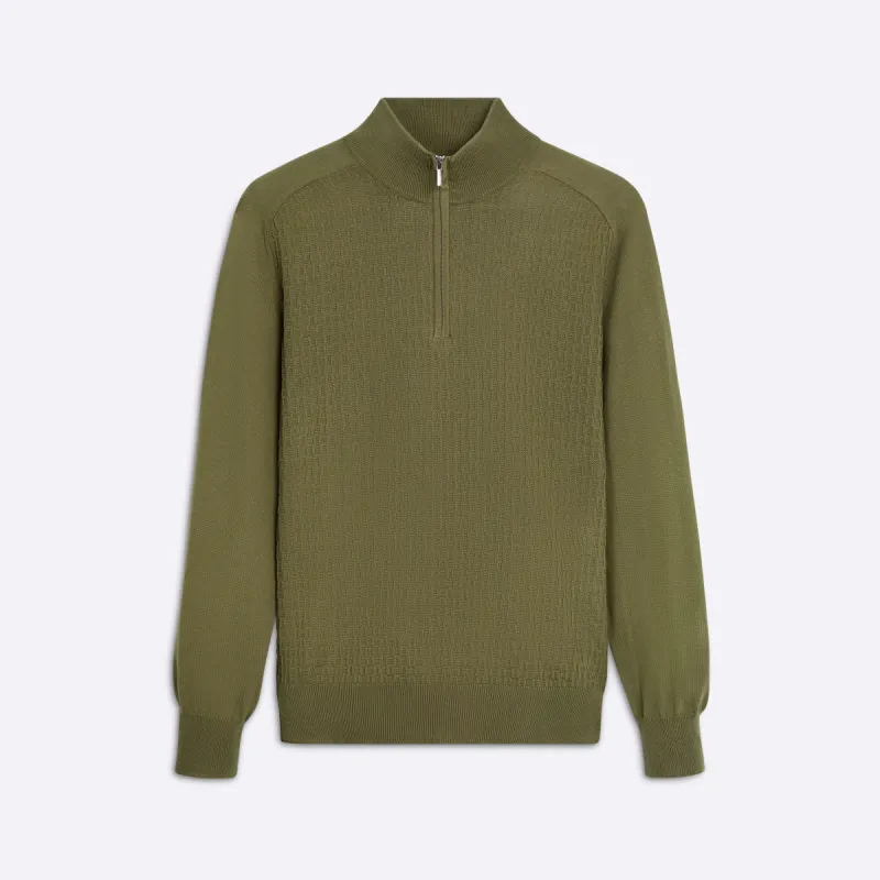 Basketweave Quarter Zip Mock Neck Sweater sold by Bugatchi