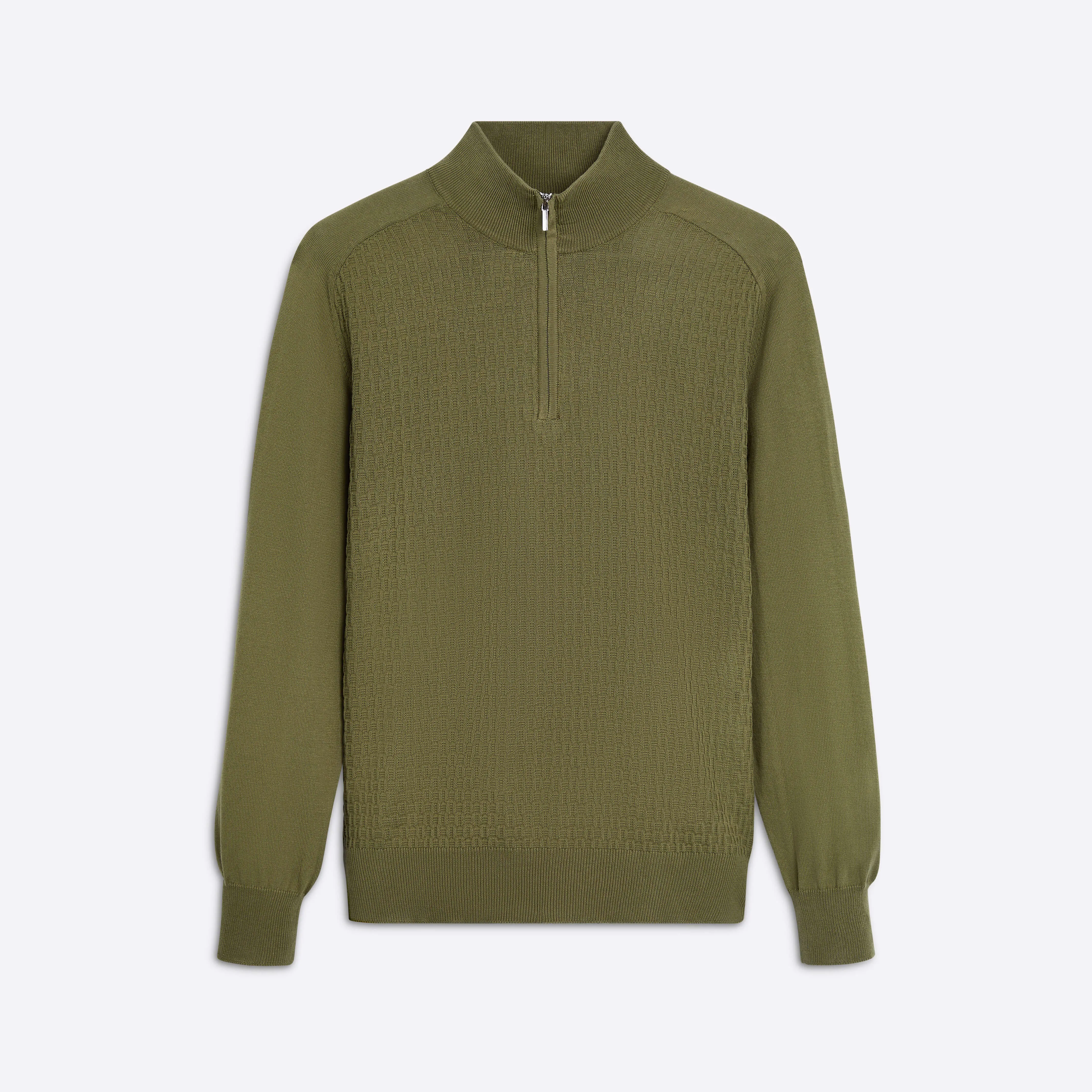 Basketweave Quarter Zip Mock Neck Sweater sold by Bugatchi