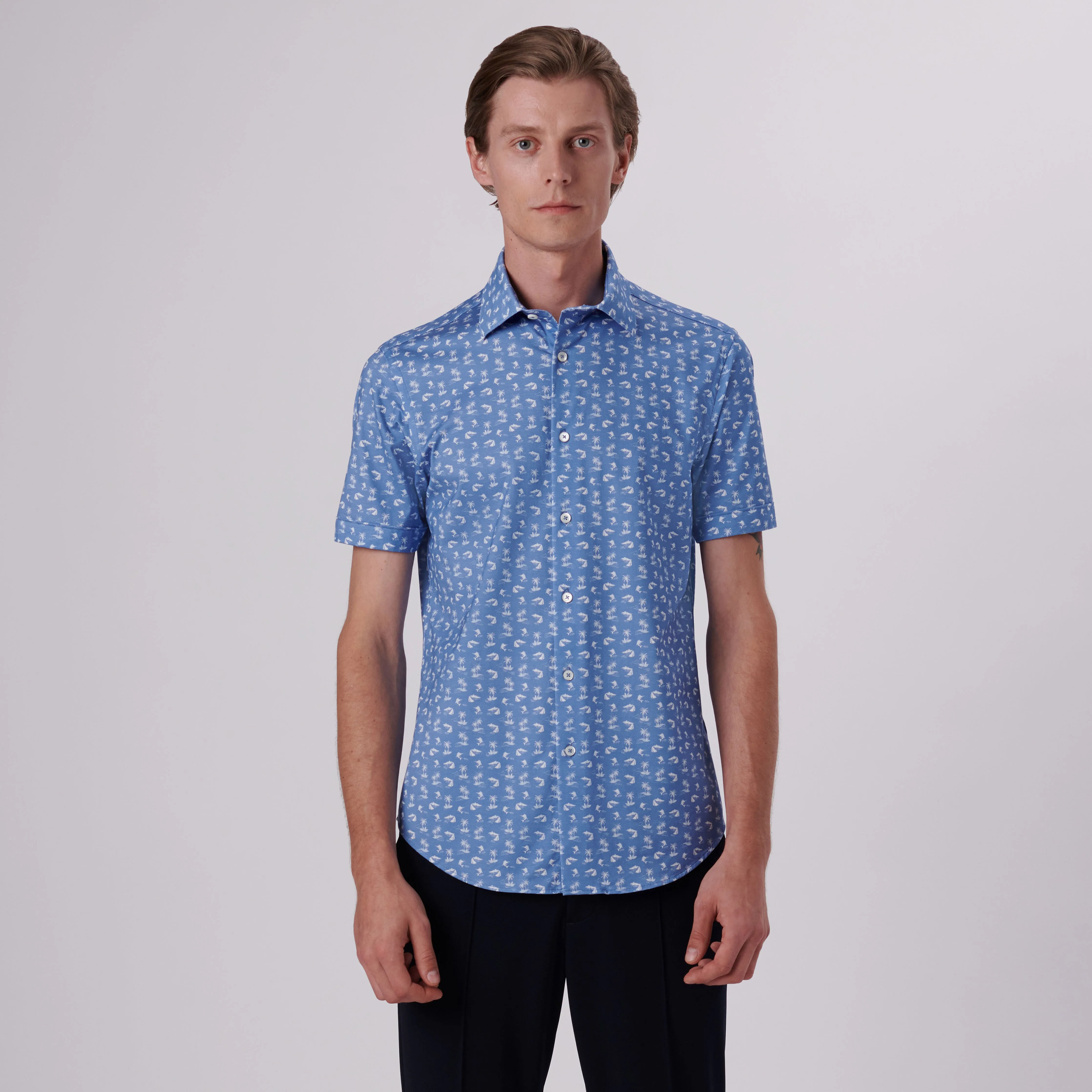 Miles Tropical Print OoohCotton Short Sleeve Shirt sold by Bugatchi product image thumbnail 2