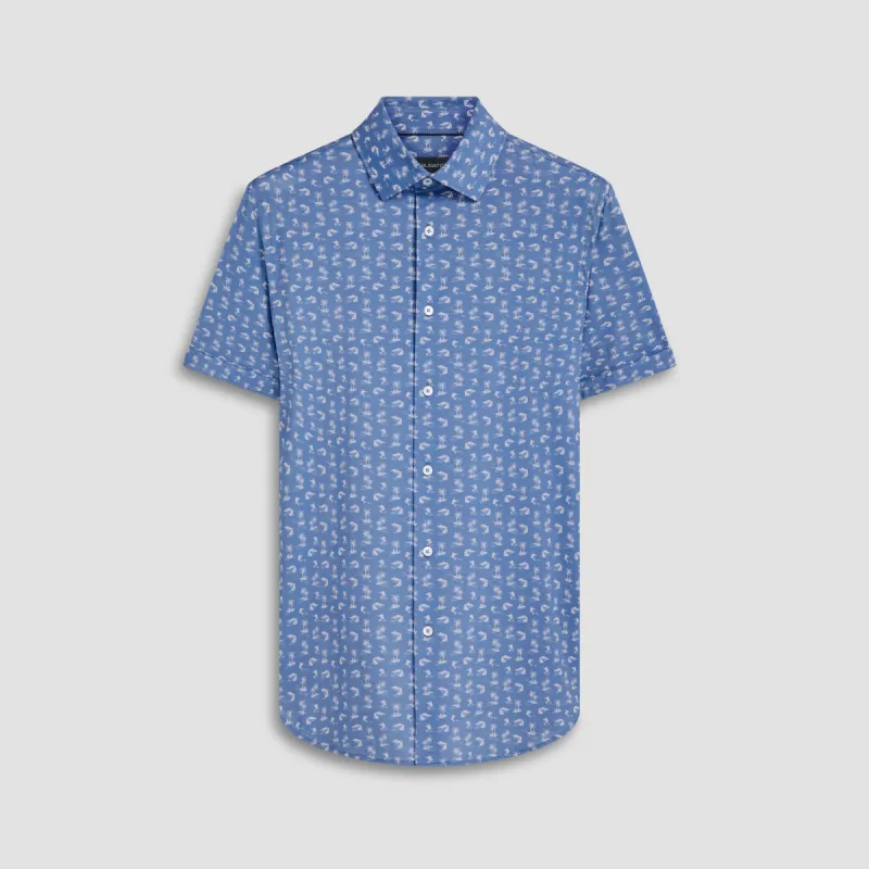 Miles Tropical Print OoohCotton Short Sleeve Shirt sold by Bugatchi