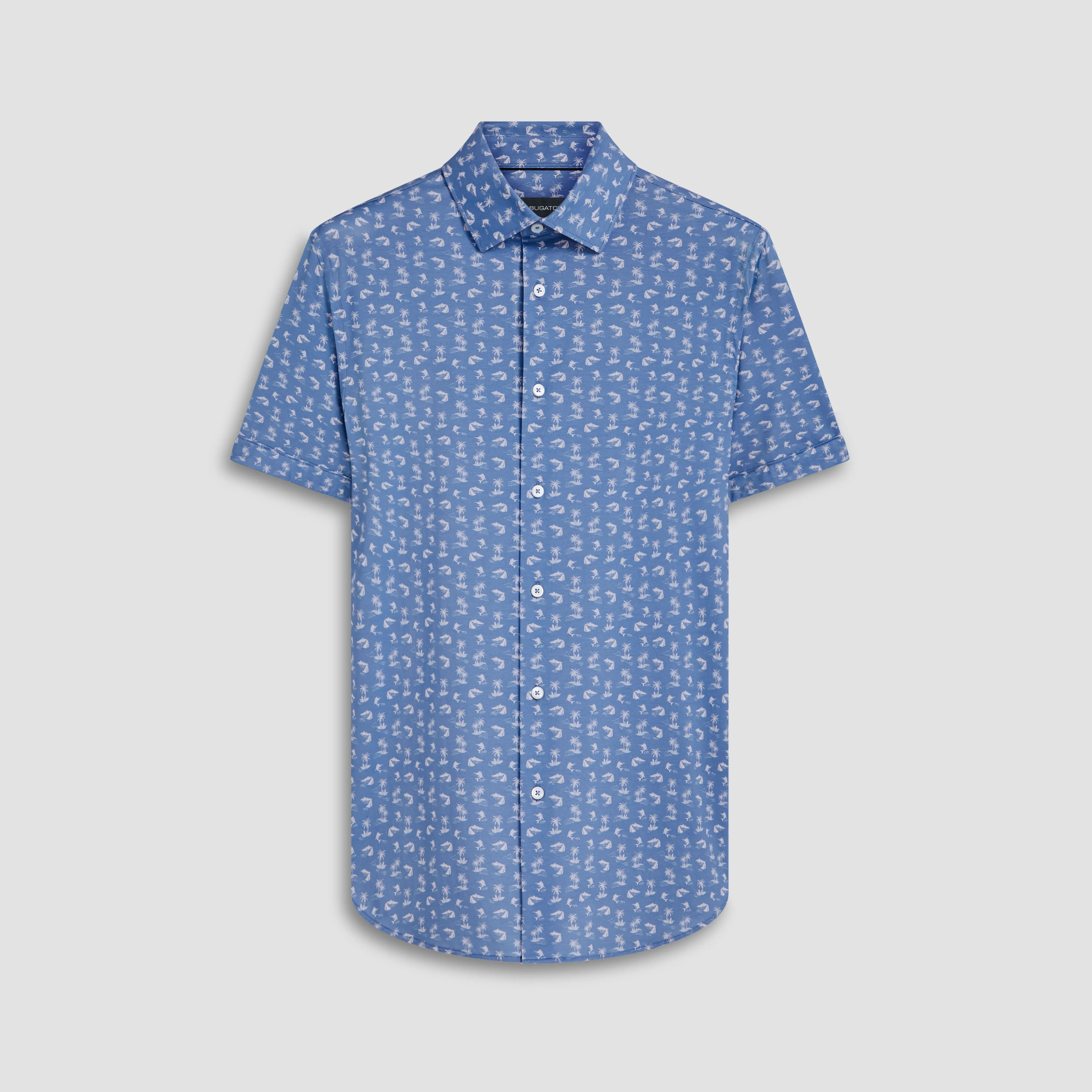 Miles Tropical Print OoohCotton Short Sleeve Shirt sold by Bugatchi