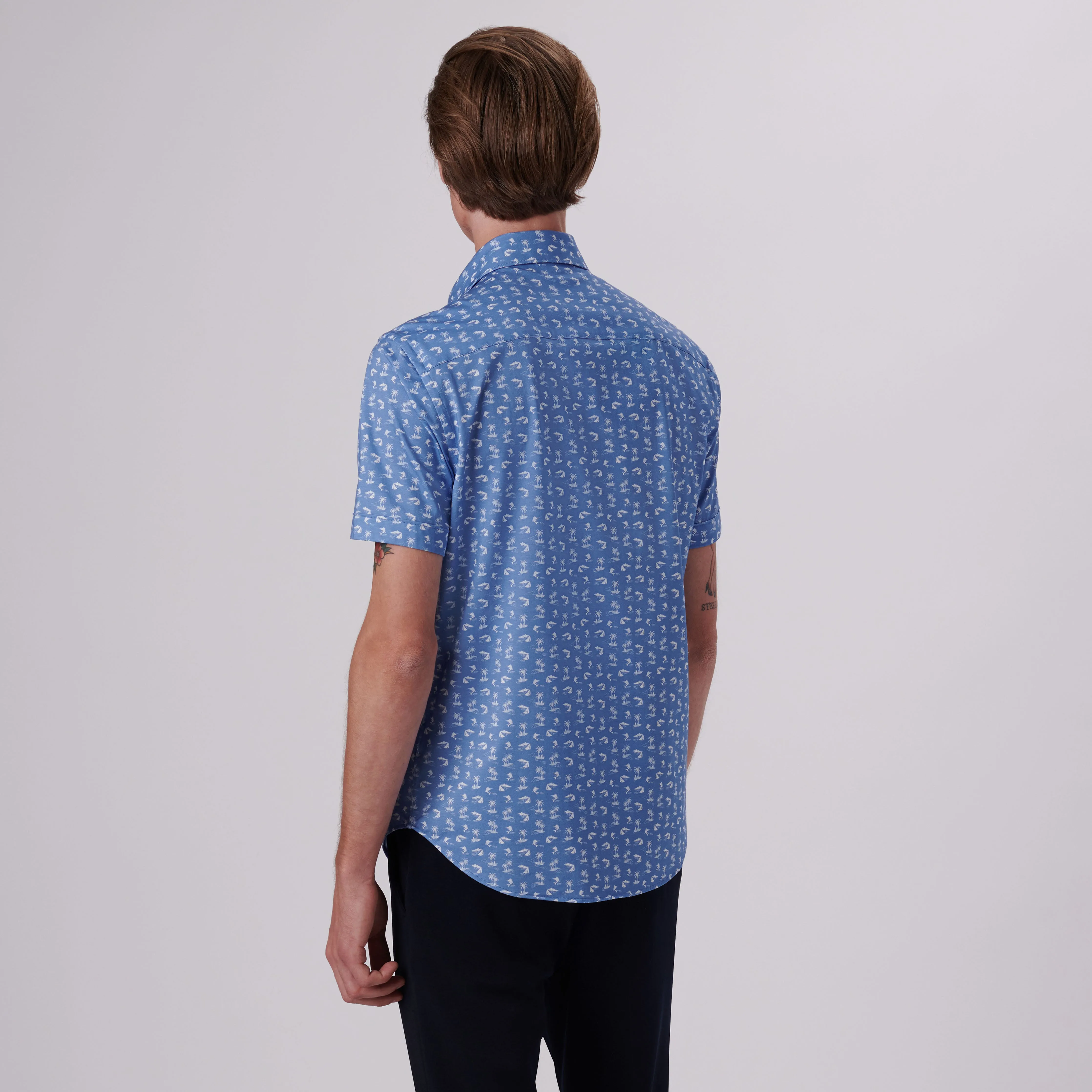 Miles Tropical Print OoohCotton Short Sleeve Shirt sold by Bugatchi product image thumbnail 4