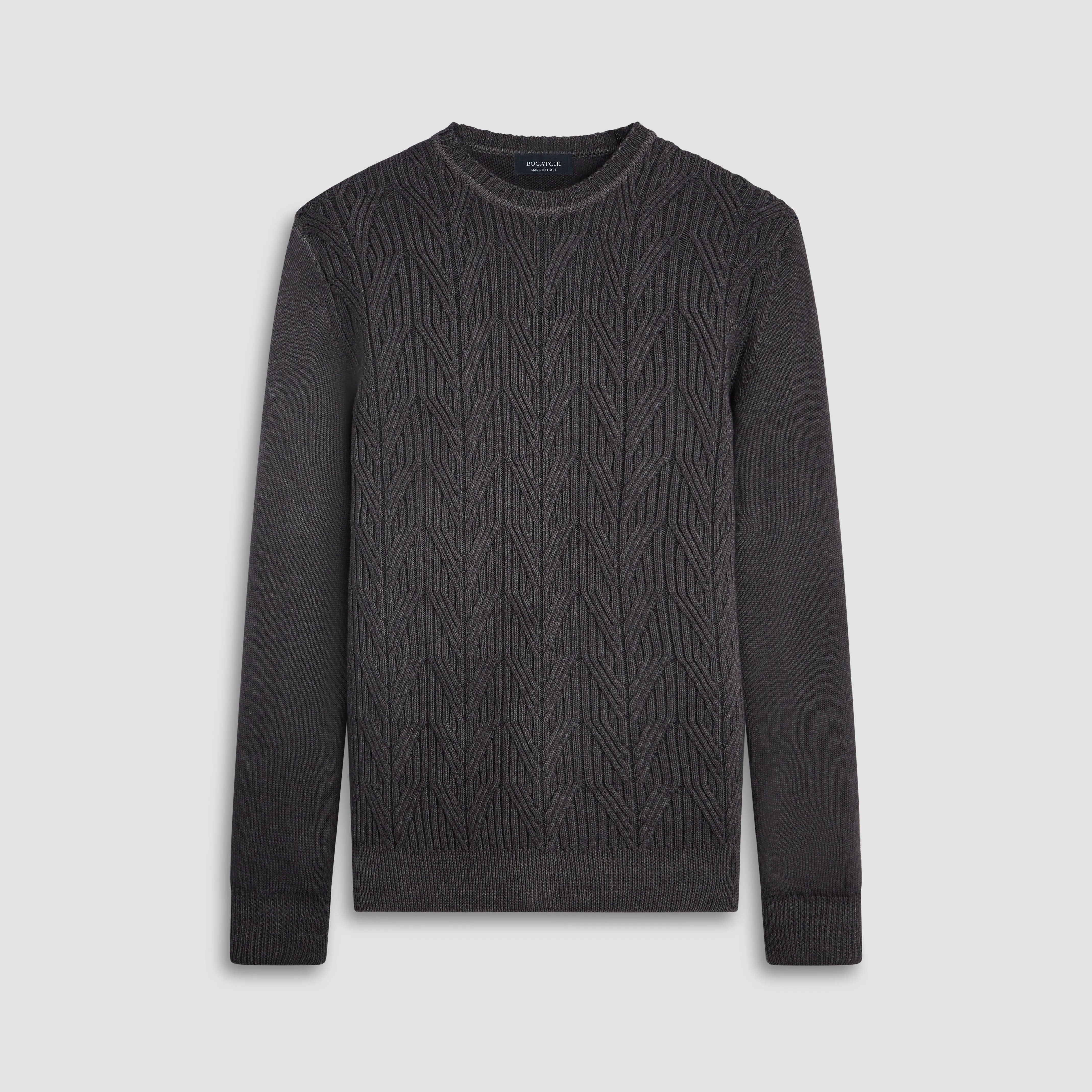 Cable Knit Crew Neck Sweater sold by Bugatchi