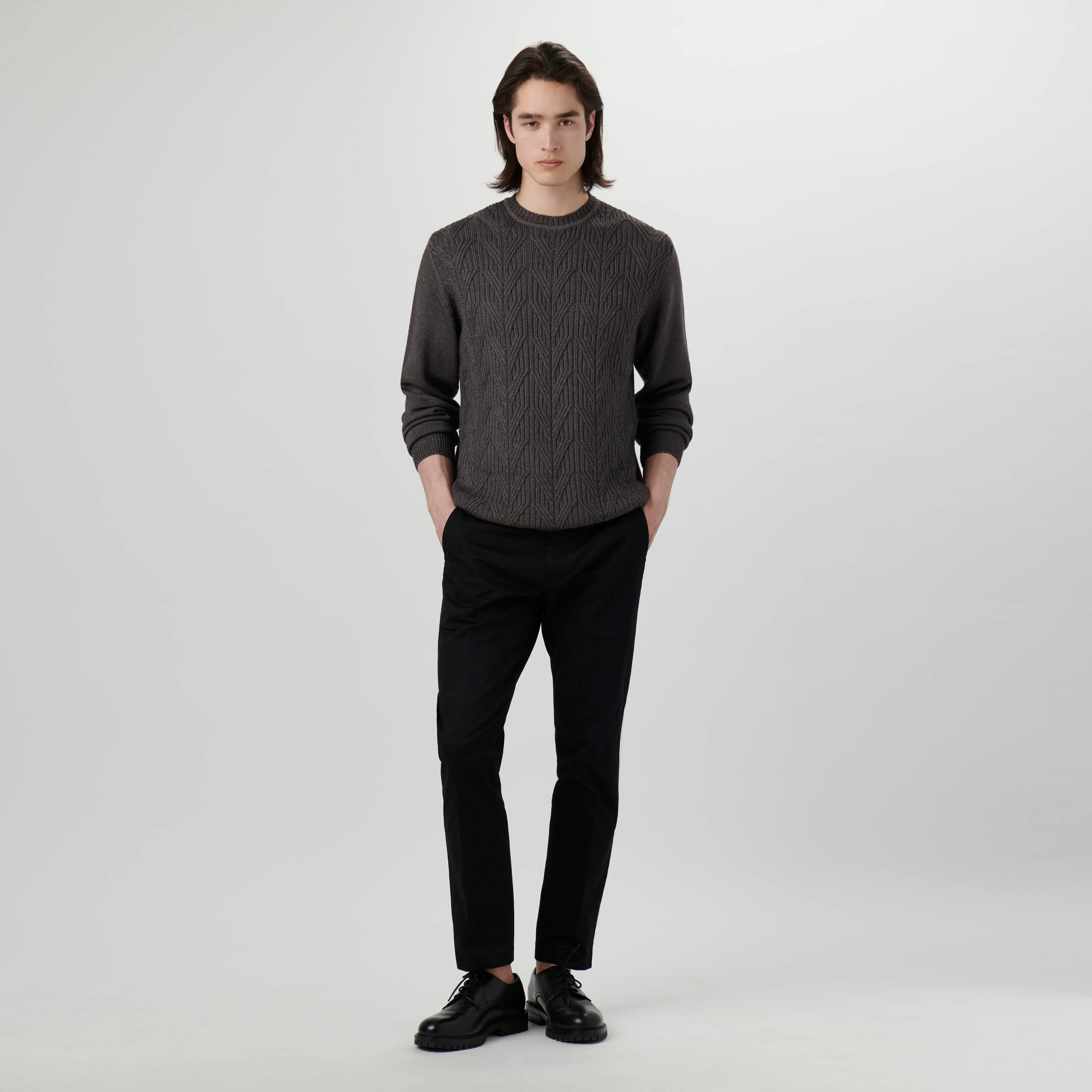 Cable Knit Crew Neck Sweater sold by Bugatchi product image thumbnail 5