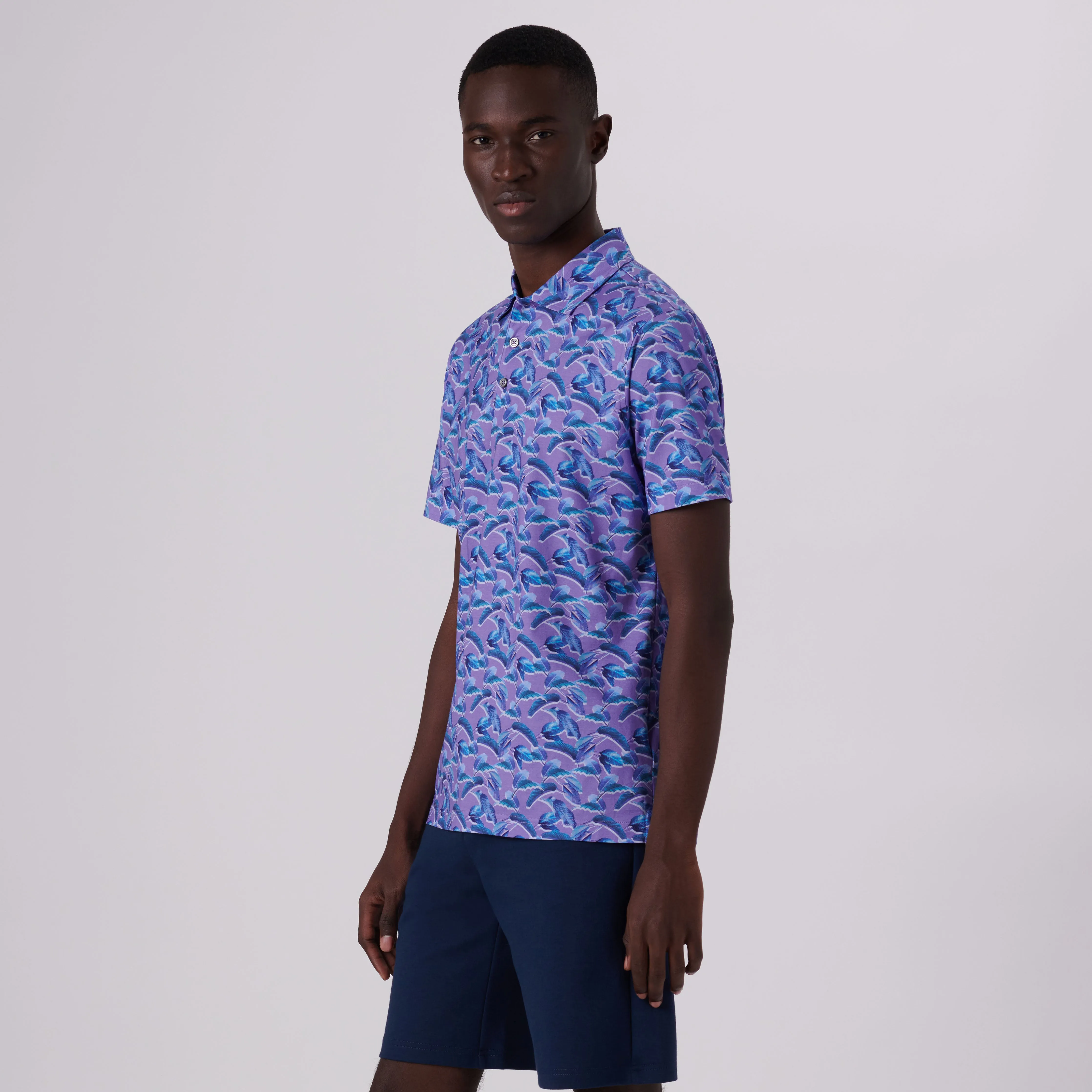 Victor Leaf Print OoohCotton Polo sold by Bugatchi product image thumbnail 3