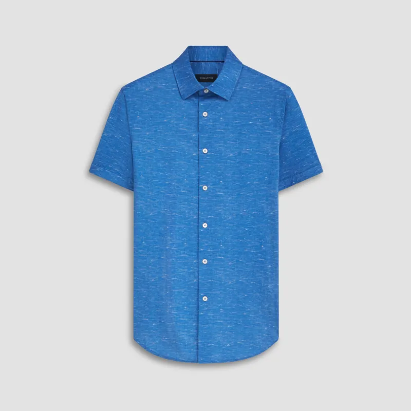Miles Melange OoohCotton Short Sleeve Shirt sold by Bugatchi