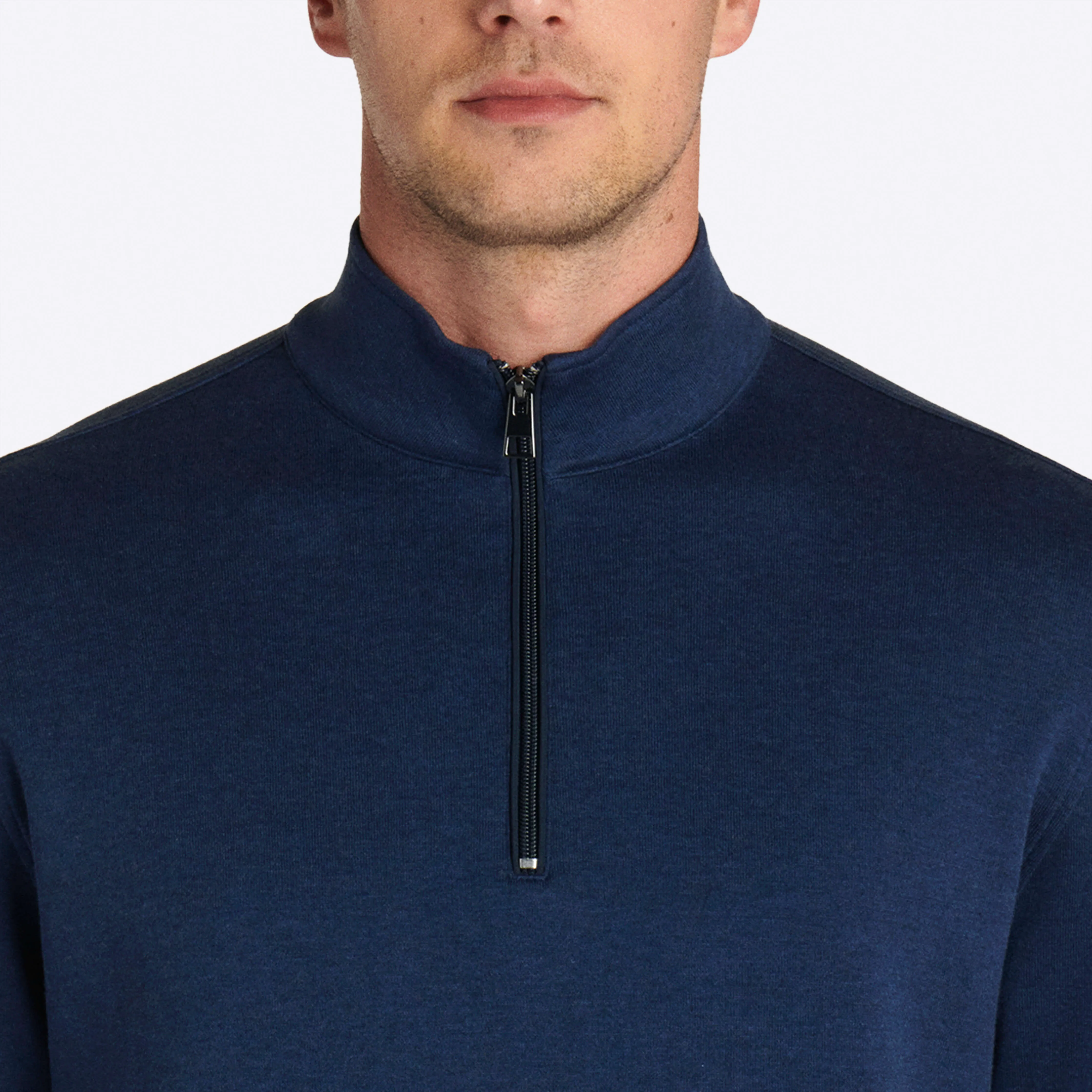 COMFORT Solid Heather Quarter Zip Mock Neck Pullover sold by Bugatchi product image thumbnail 5